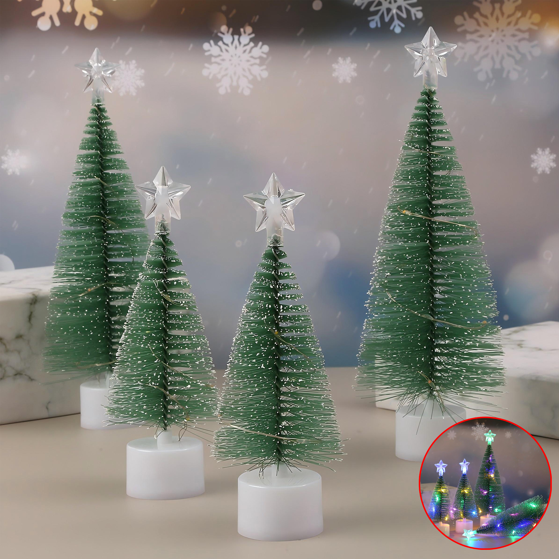LED Lit Mini Artificial Christmas Trees 