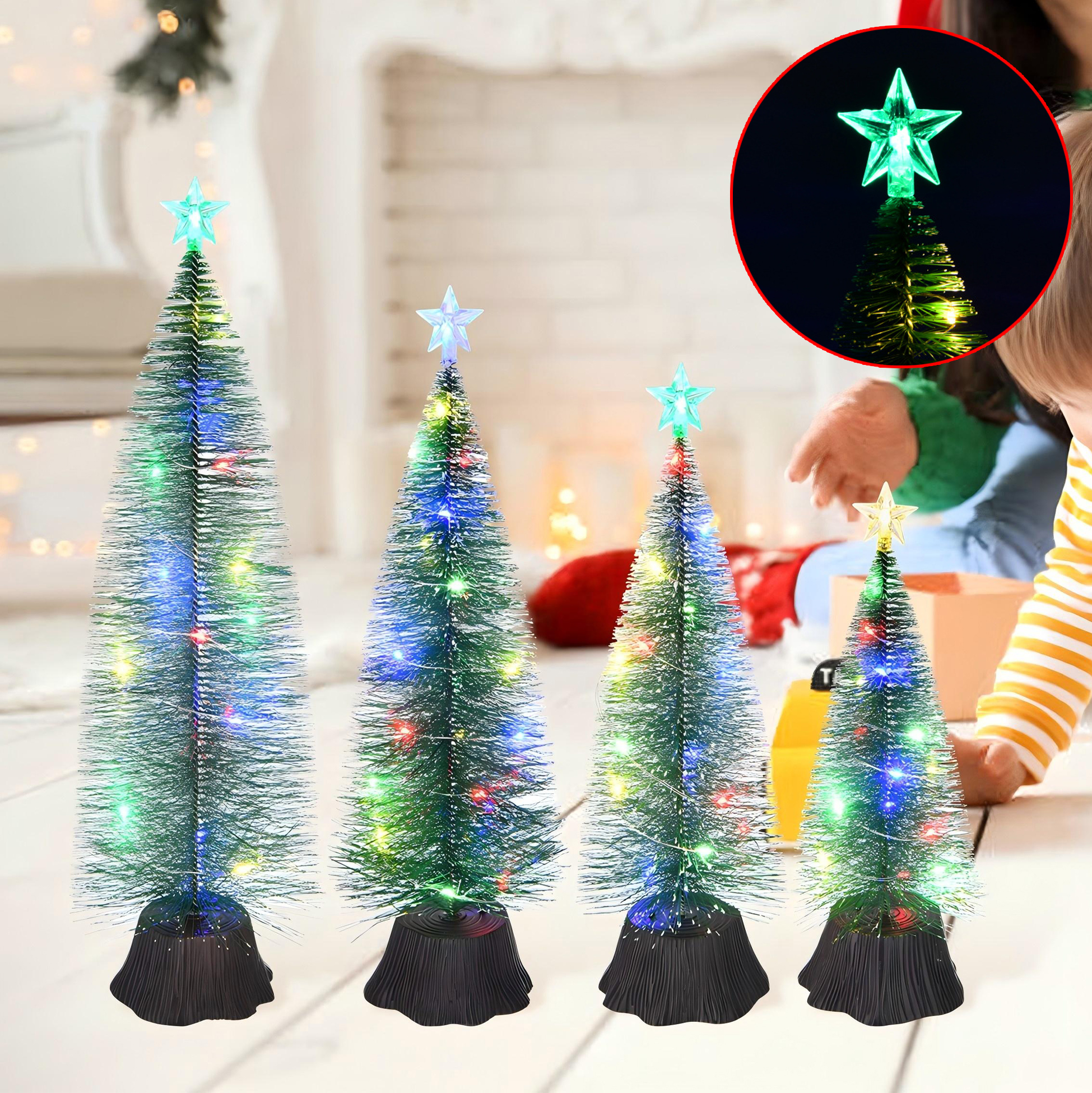 Mini LED Lit Artificial Christmas Trees