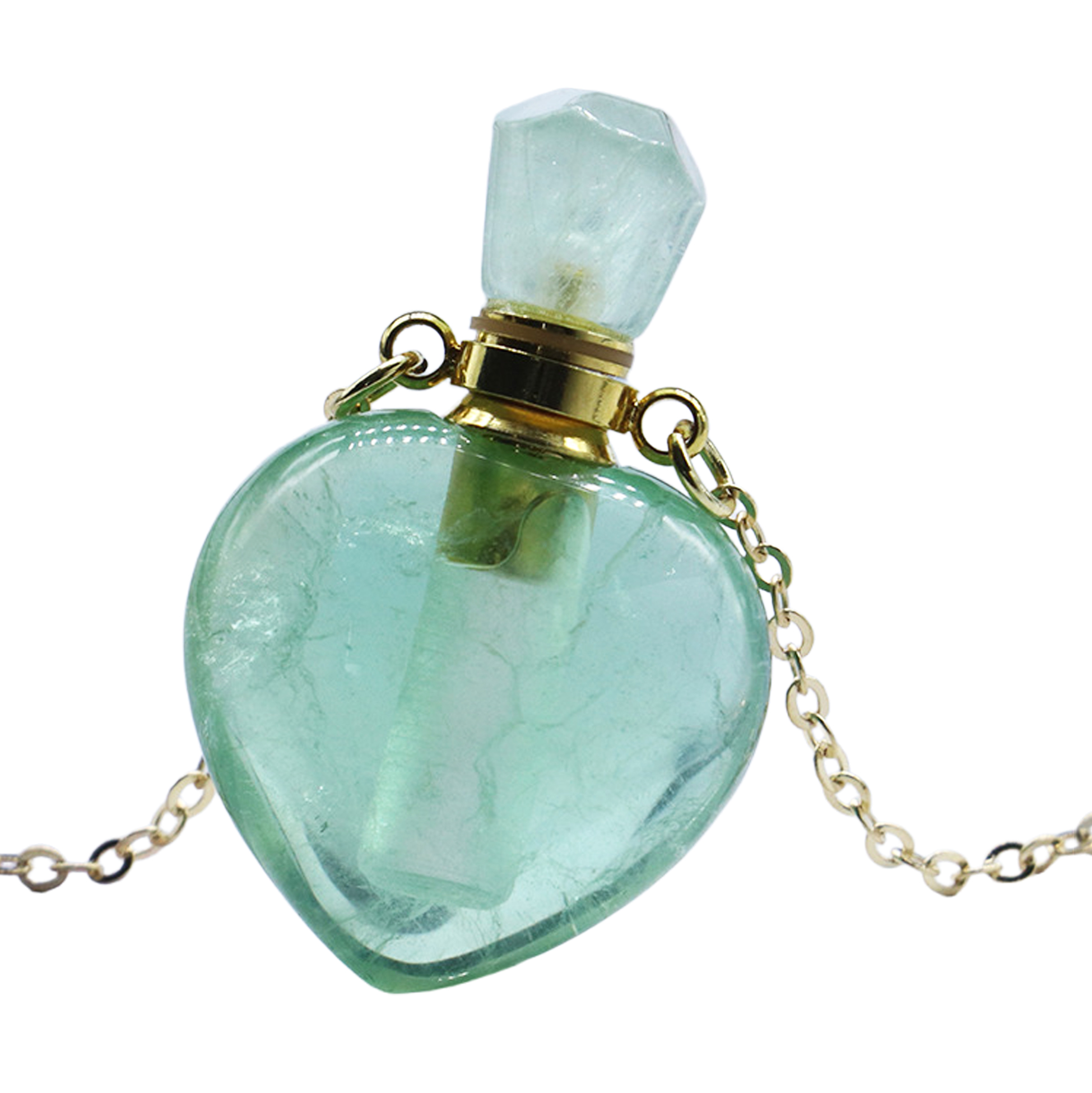 Heart - shaped Crystal Perfume Bottle Pendant