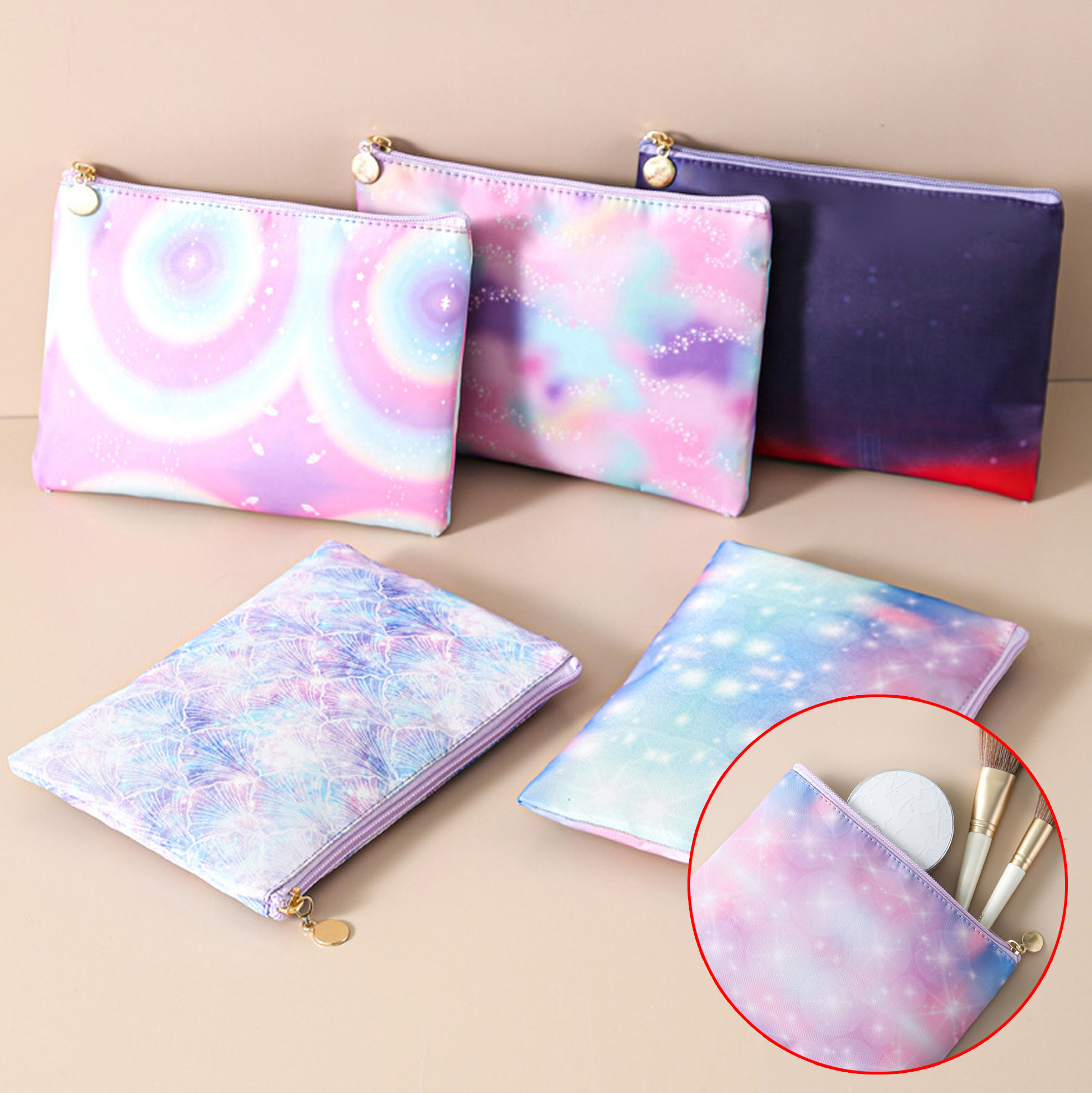 Mermaid Scales Printed Zipper Makeup Pouch