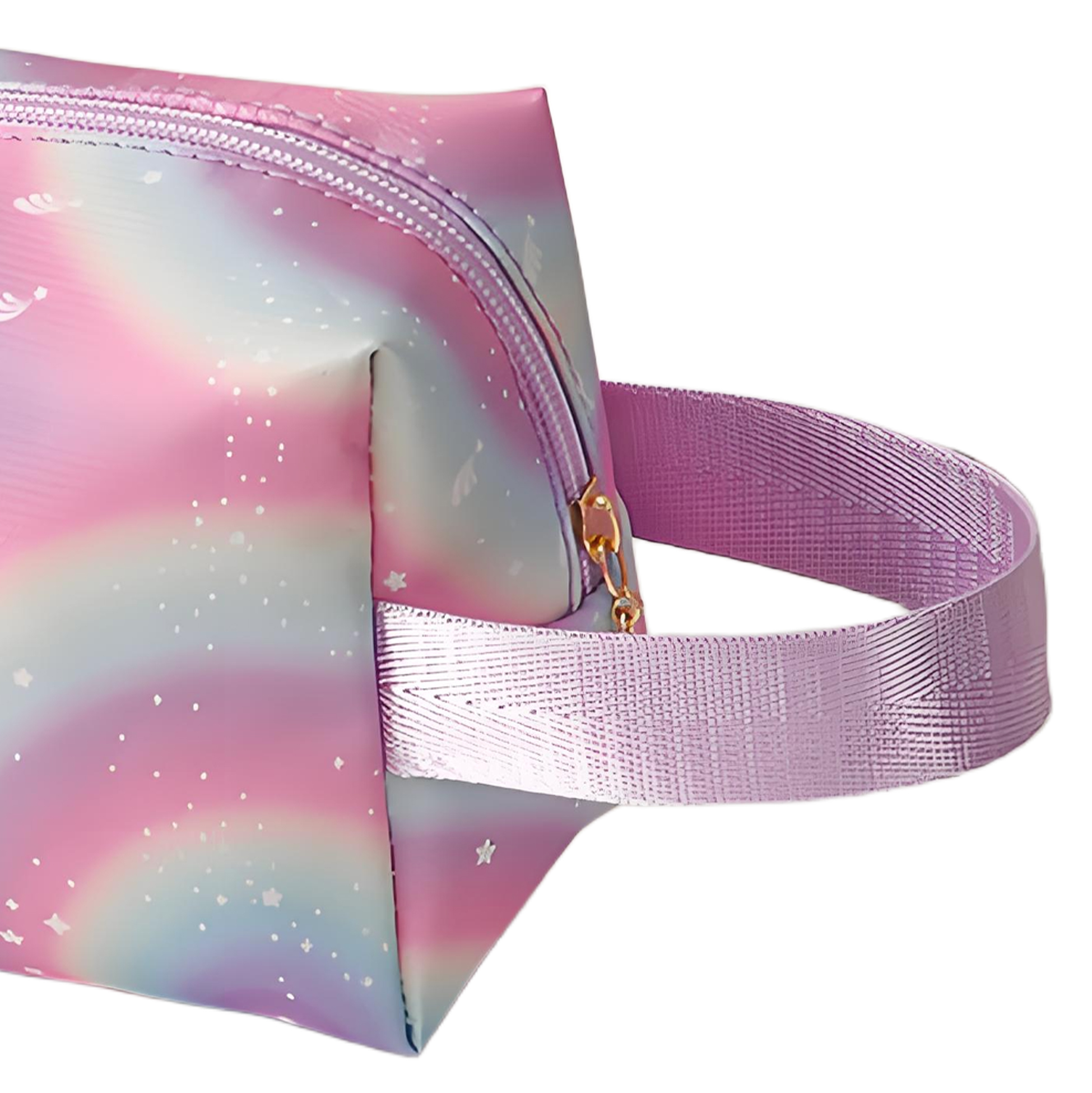 Pastel Rainbow Printed Makeup Bag with Carrying Strap