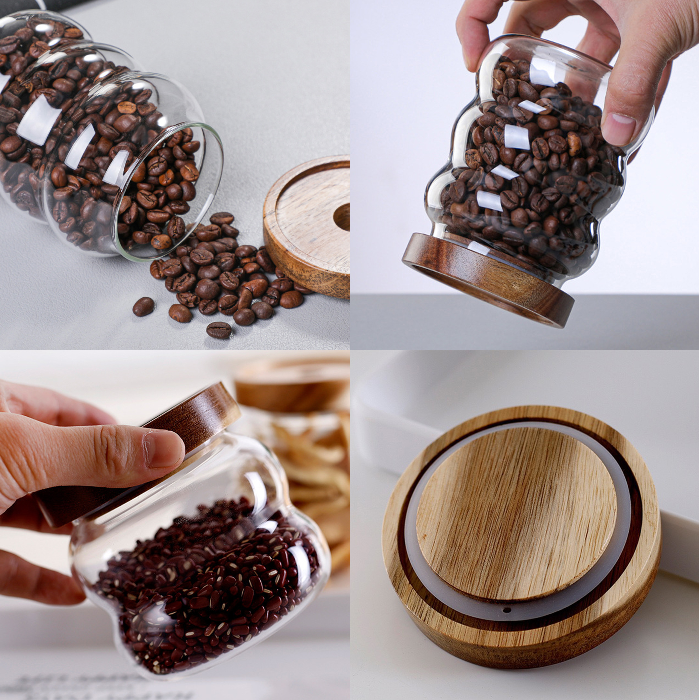 Airtight Bamboo Lid Glass Storage Jars for Home Use