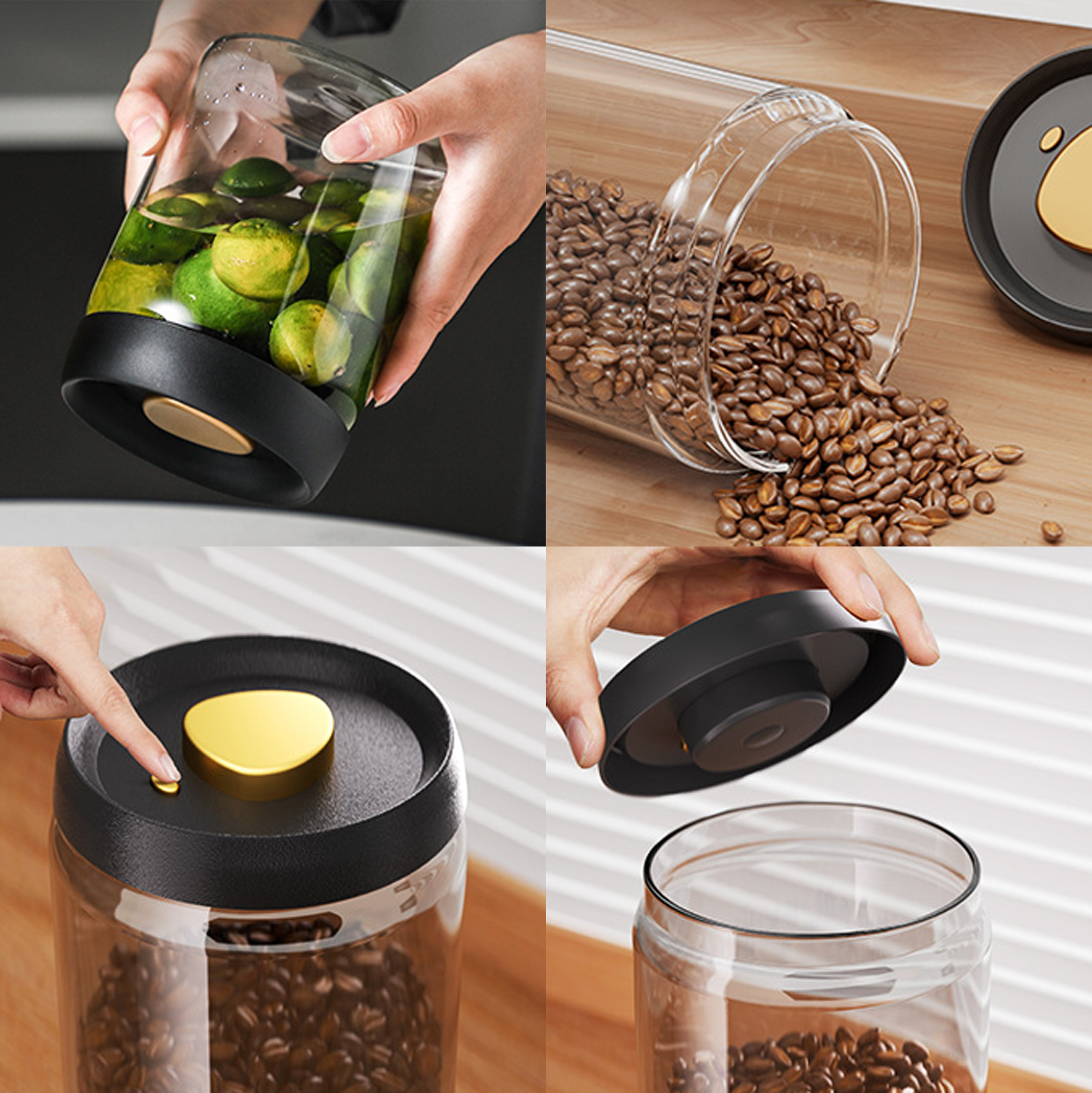 Airtight Bamboo Lid Glass Storage Jars for Home Use