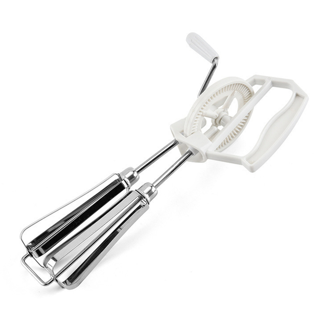 Manual Hand-Crank Egg Beater with Stainless Steel Whisks