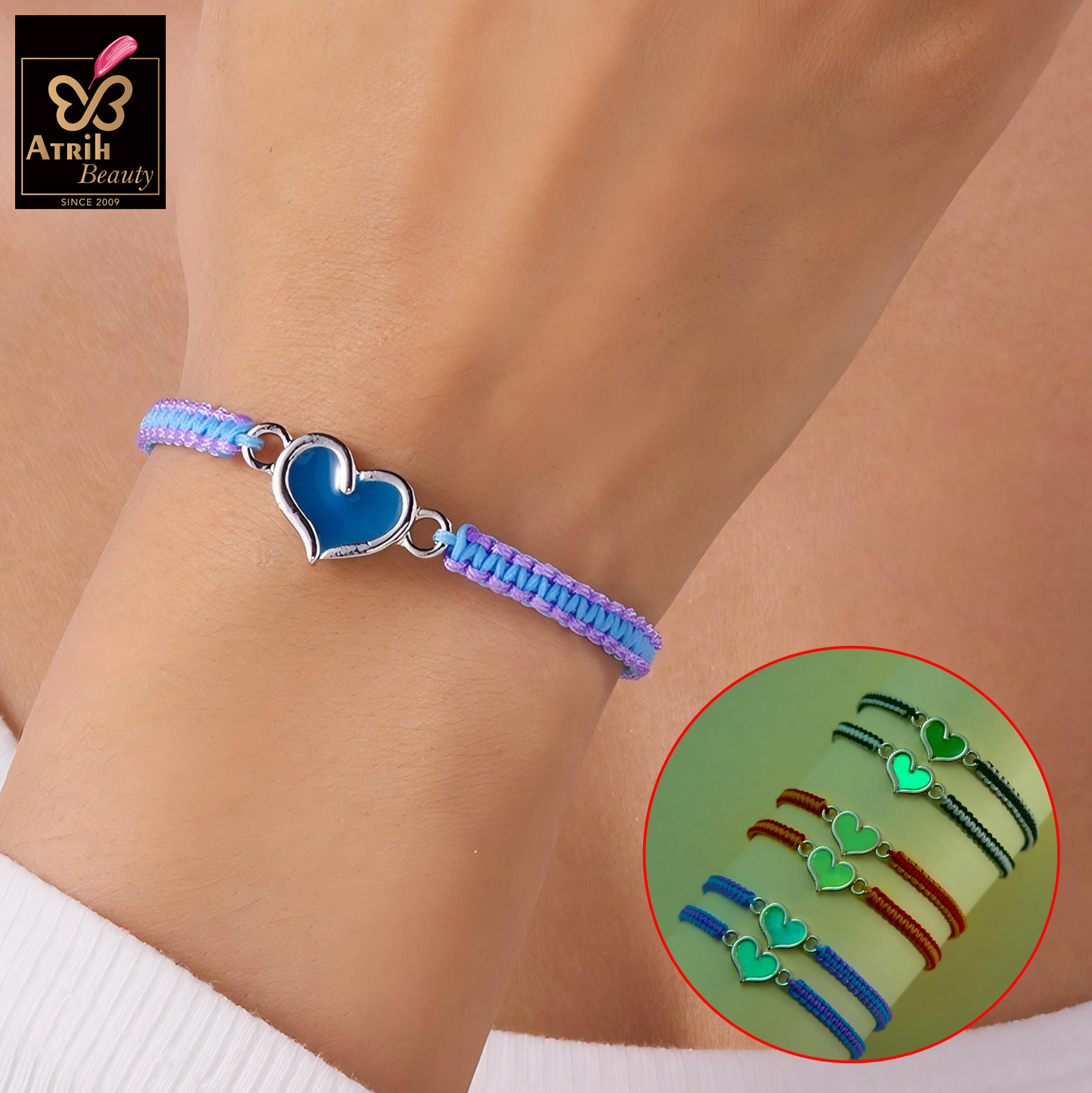 Adjustable Heart Shaped Charm Friendship Bracelets