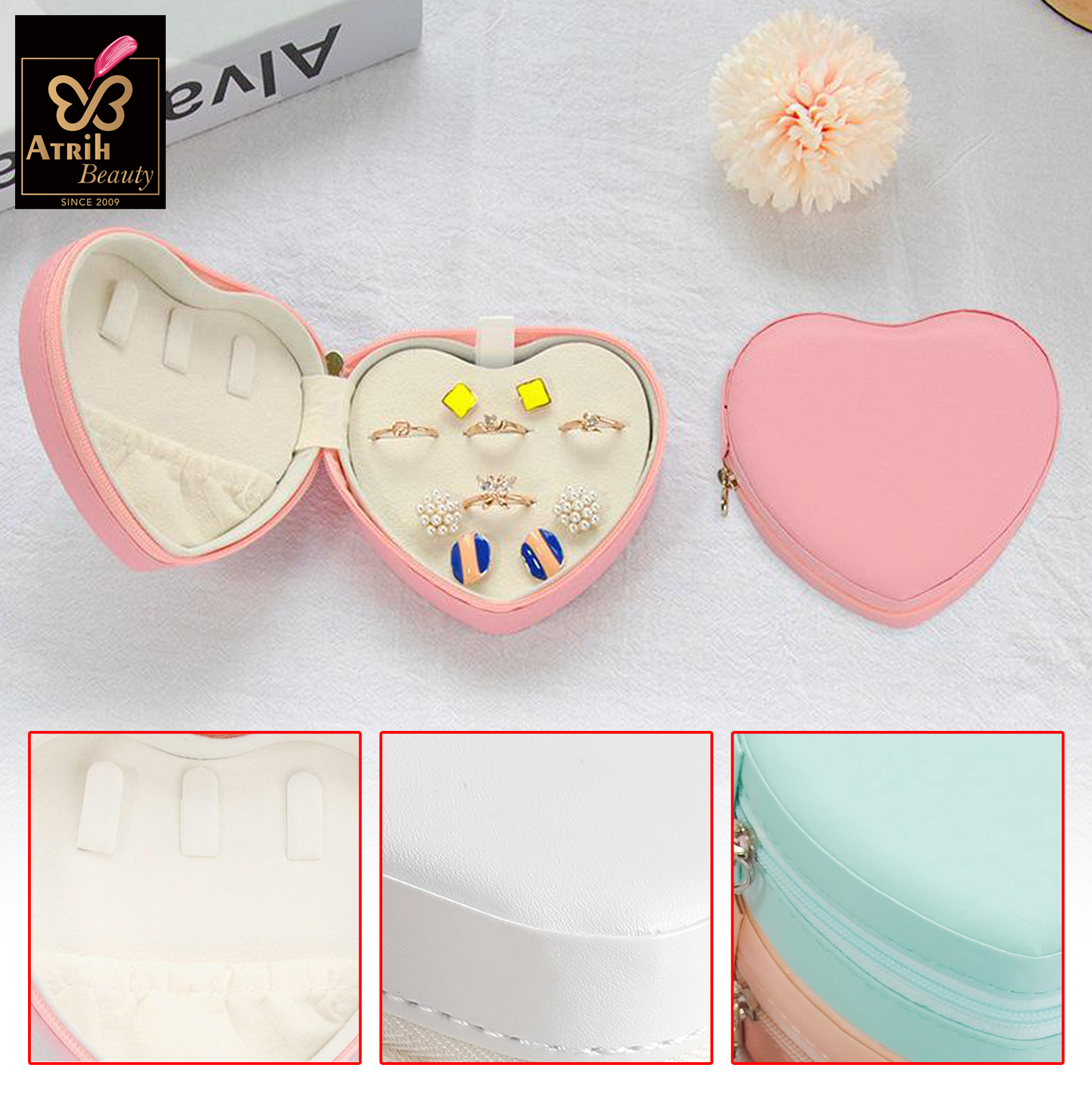 Heart Shaped Pink Jewelry Organizer Box