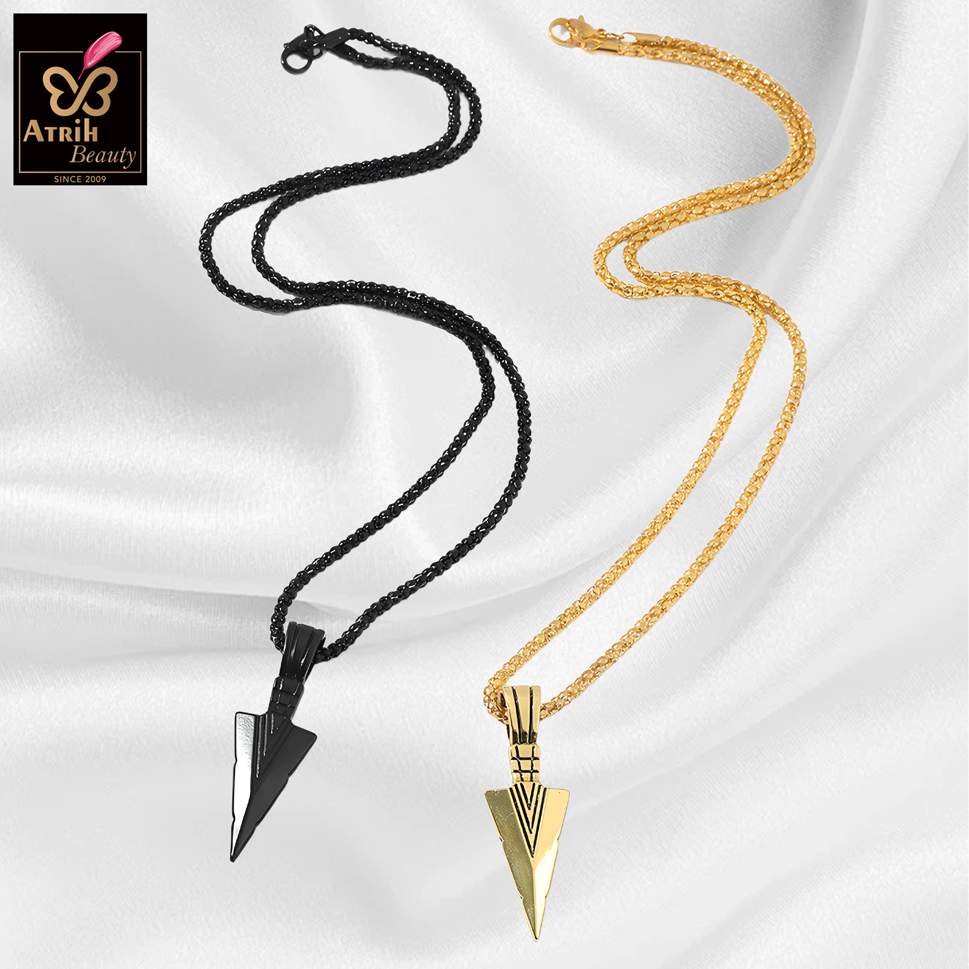 Black Arrowhead Pendant Necklace Gothic Style Jewelry