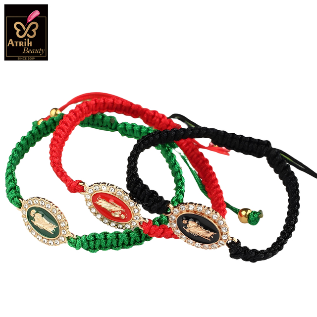 Adjustable Religious Charm Bracelet with Crystal Embellished Oval Medallion
