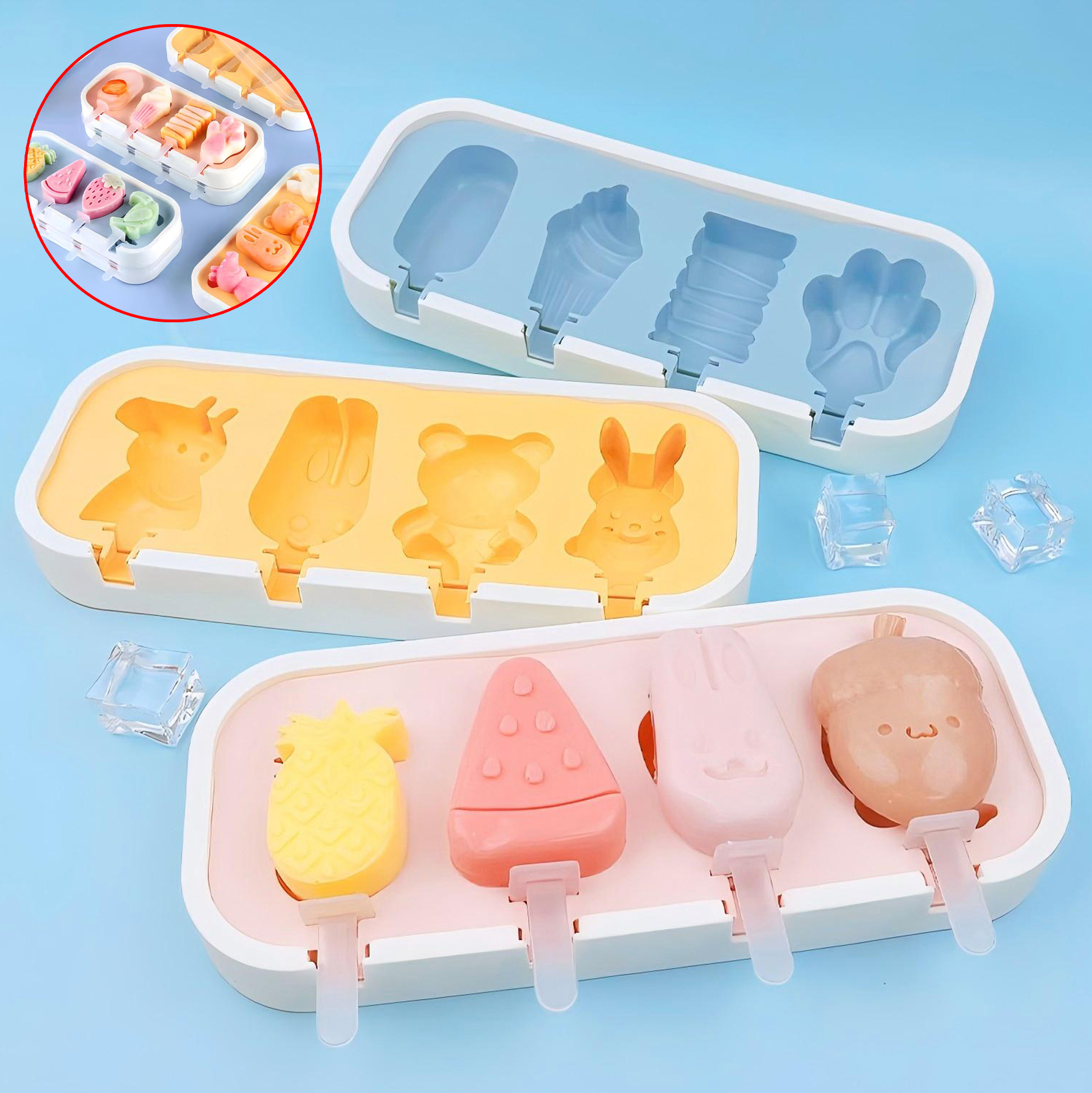 Cartoon Shaped Ice Cube & Popsicle Mold