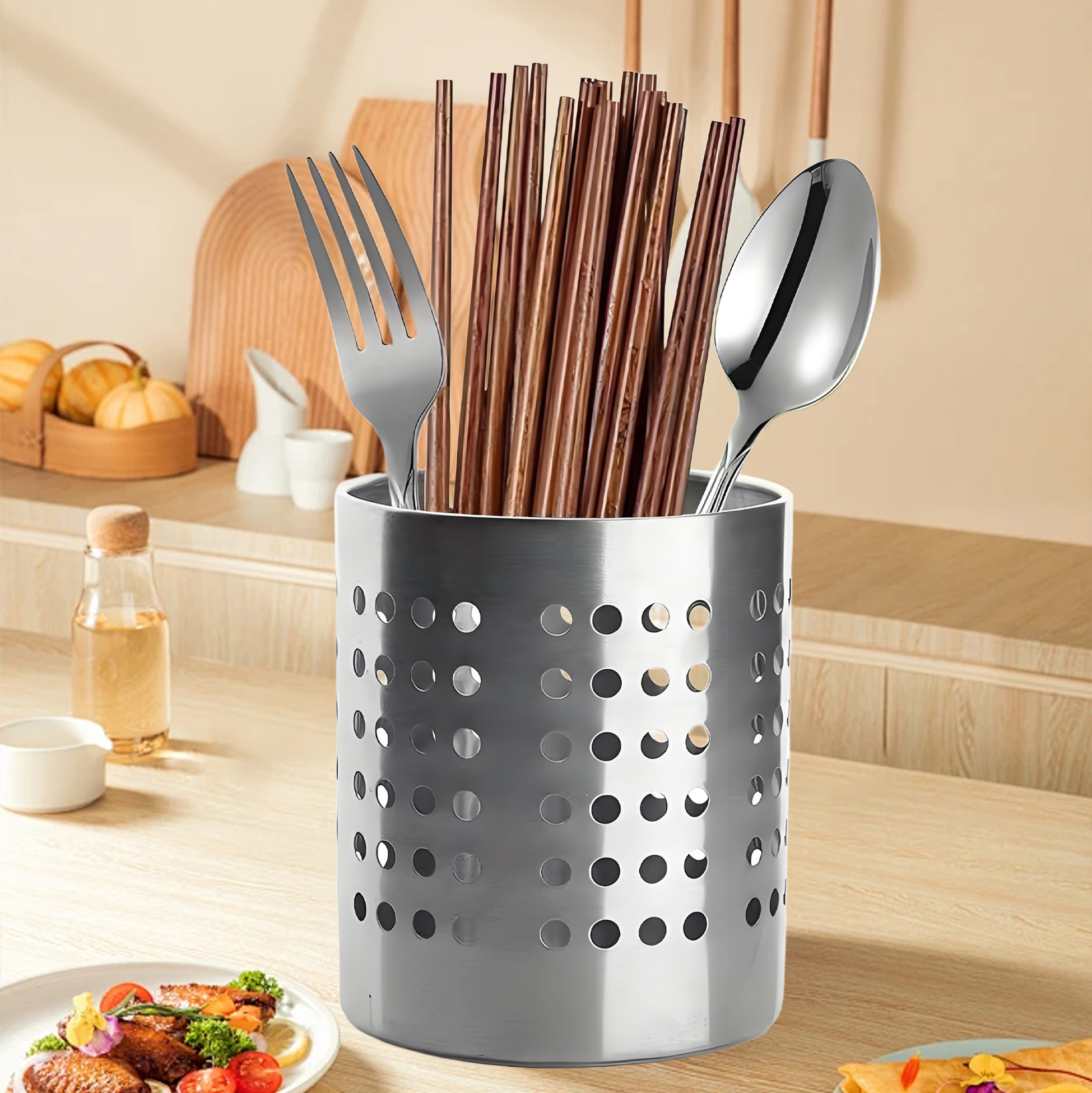 Stainless Steel Perforated Utensil Drainer