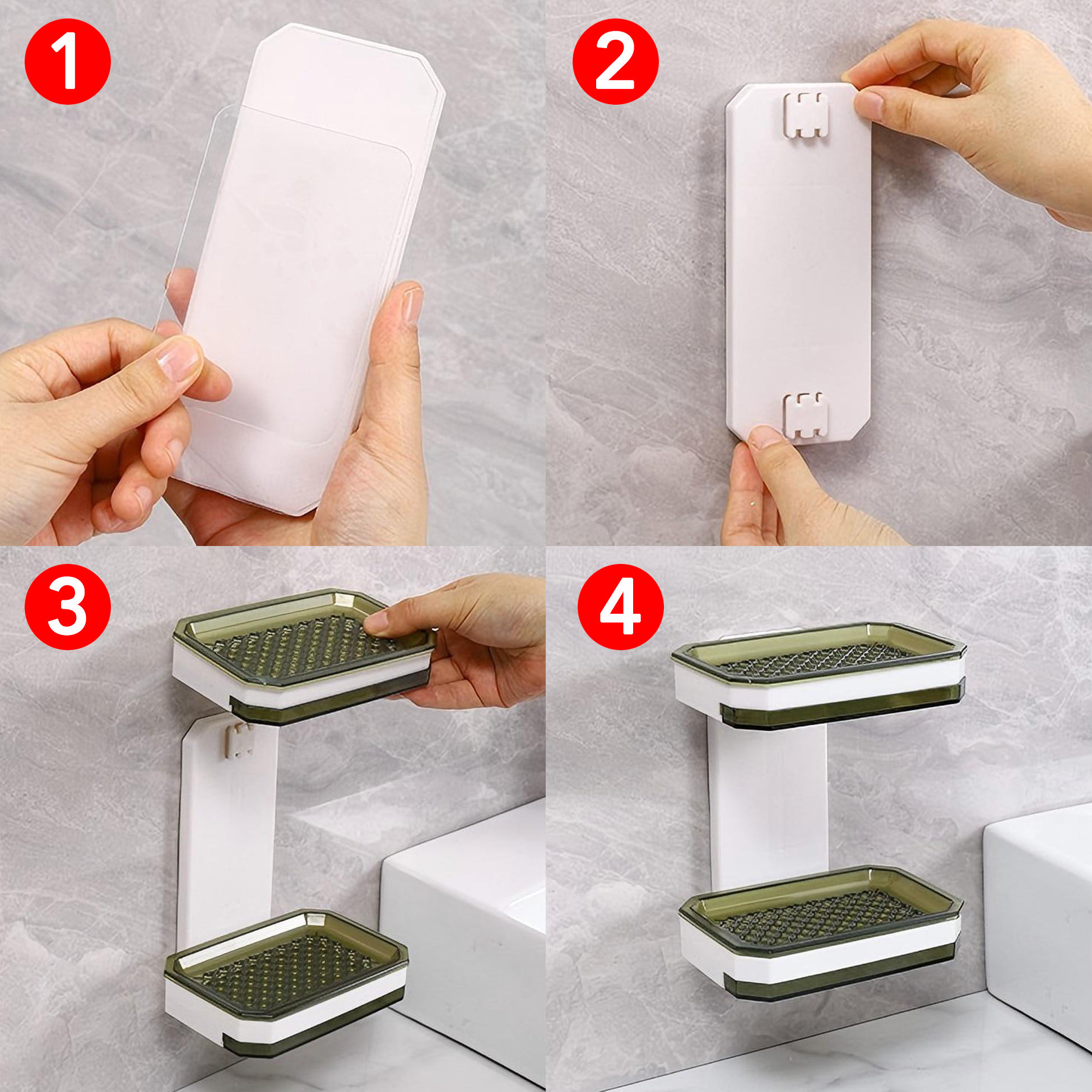 Double Layer Plastic Wall Mounted Soap Holder