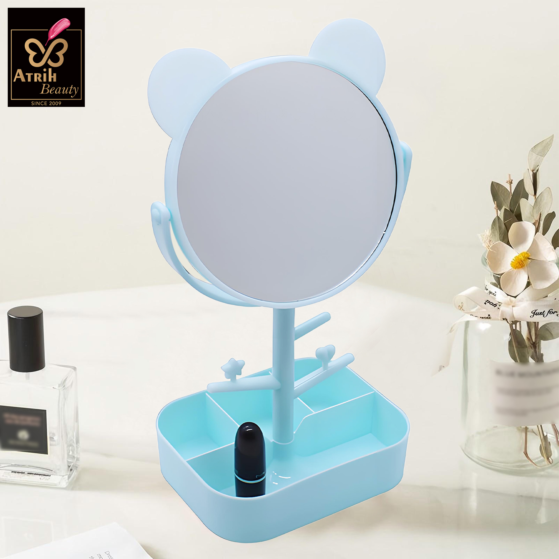 Makeup Mirror with Storage Compartments