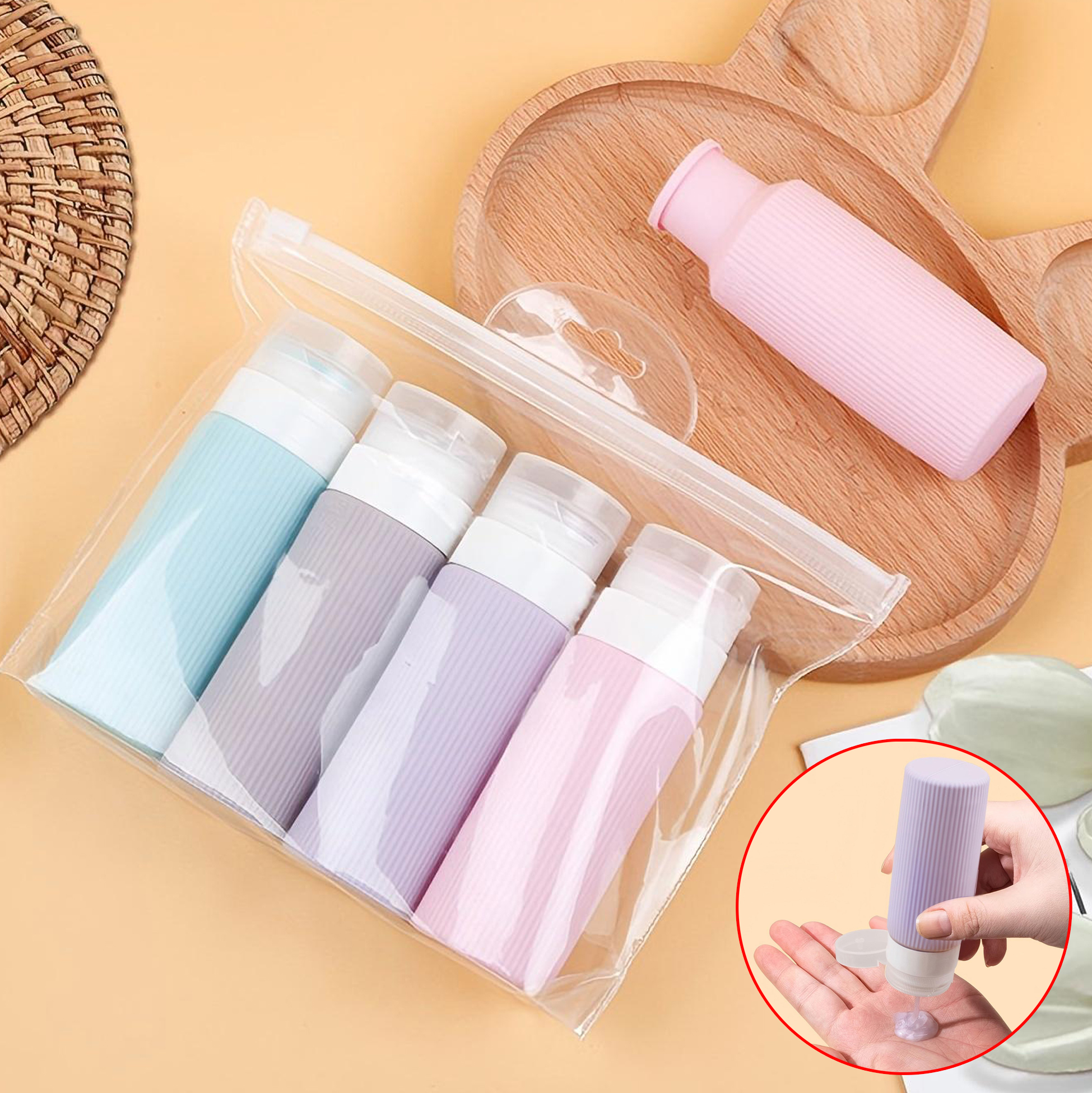 4 - Piece Set of 90ml Silicone Travel Bottles