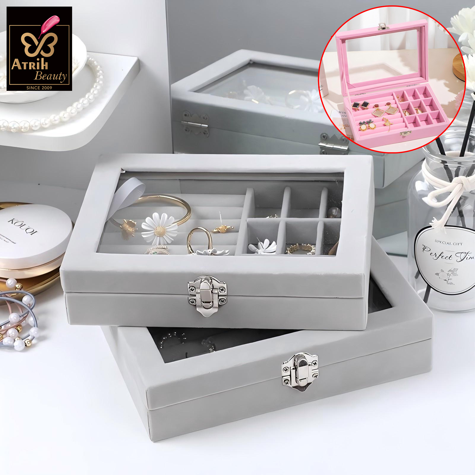 Pink Jewelry Box with Mirror