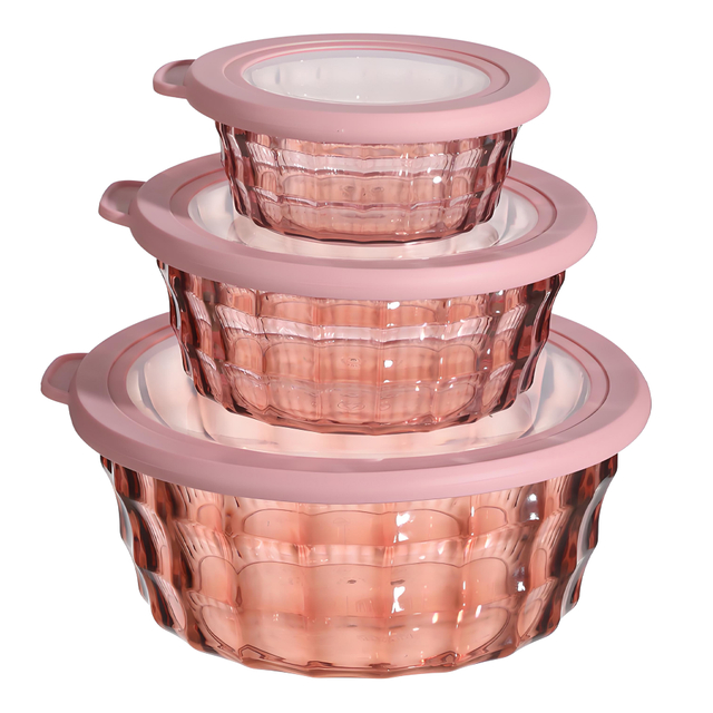 3 Piece Plastic Salad Bowl Set with Lids