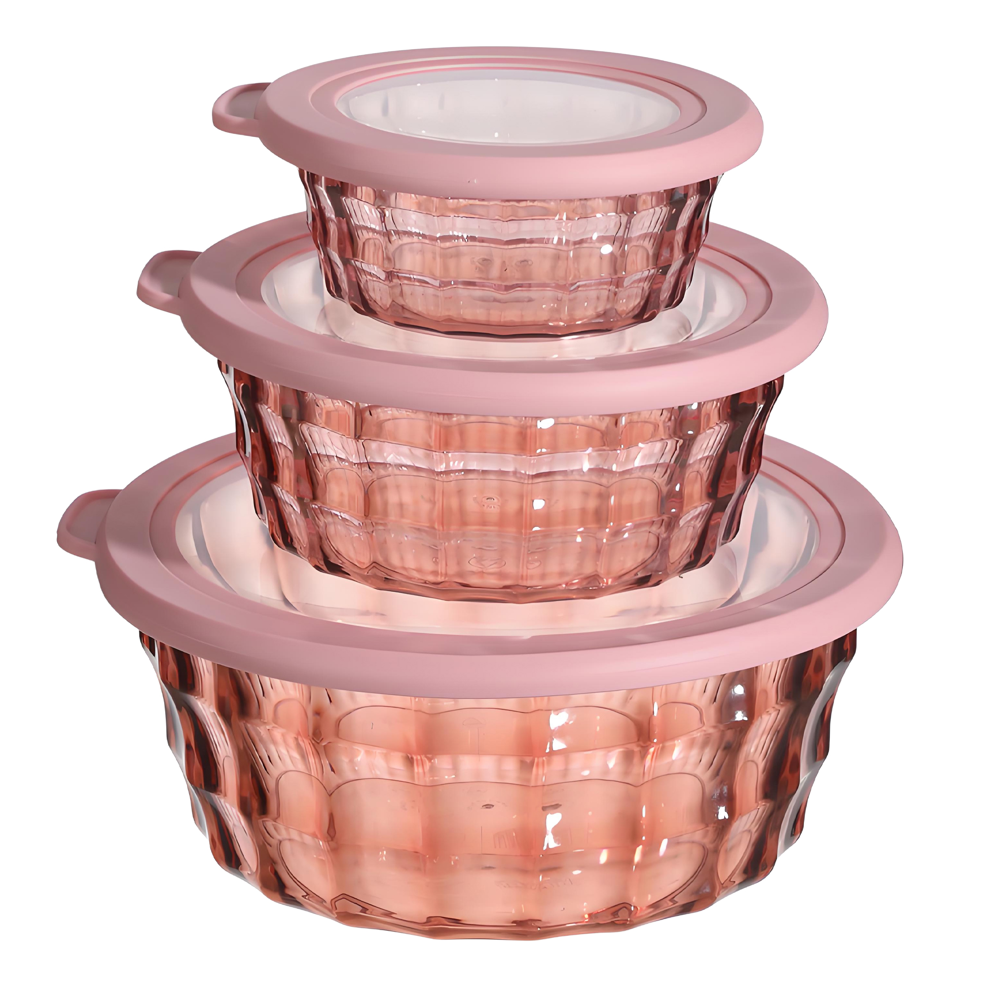3 Piece Plastic Salad Bowl Set with Lids