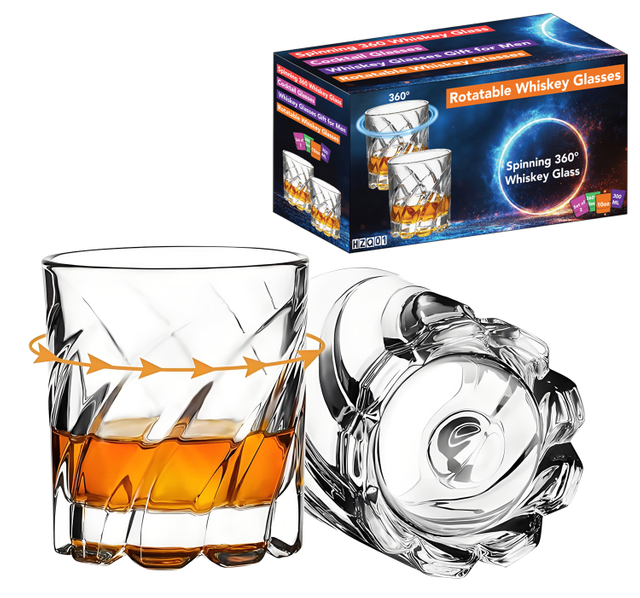 2 Piece Set of Revolving Whiskey Glasses