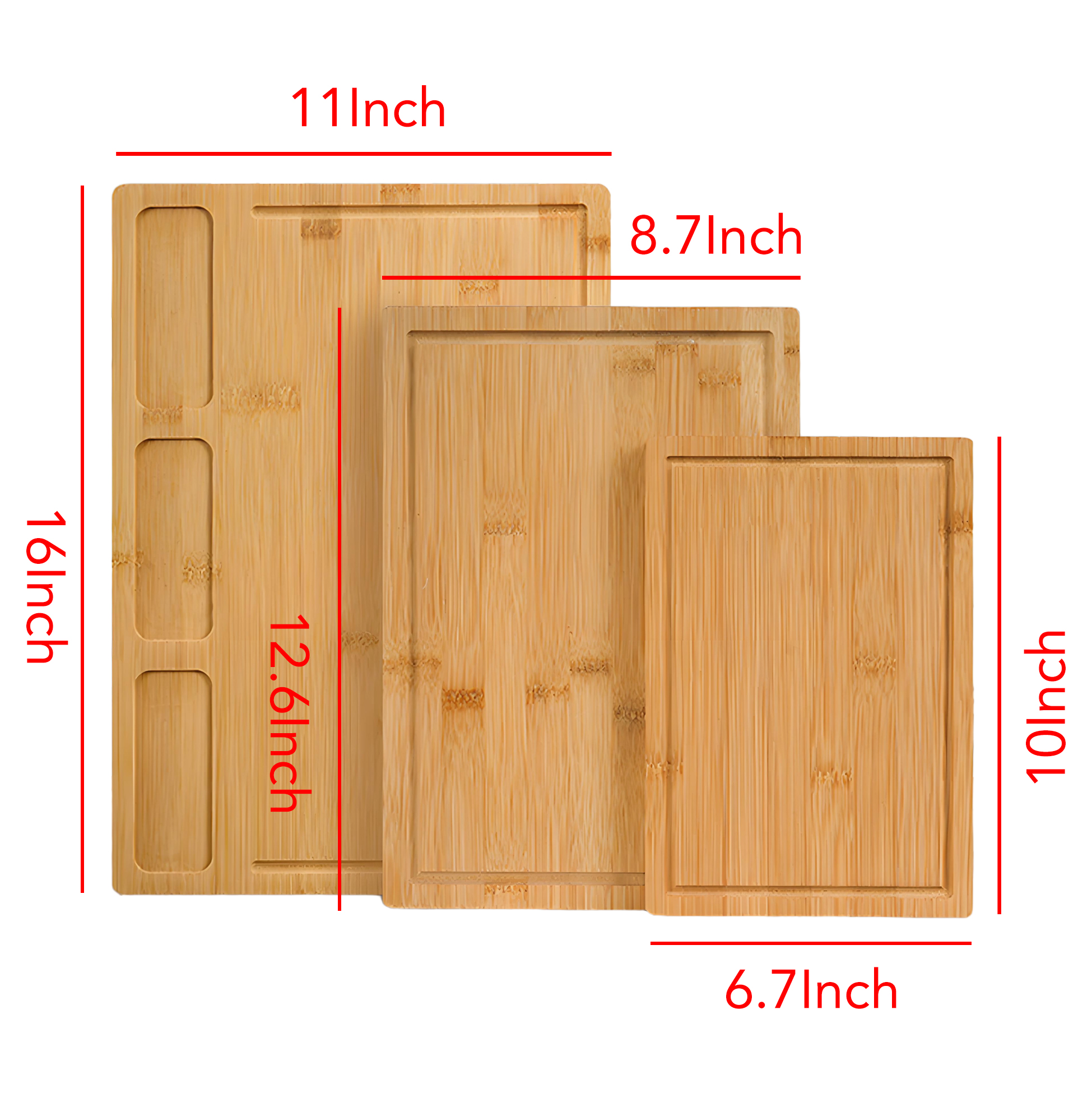 3 Piece Bamboo Cutting Board Set