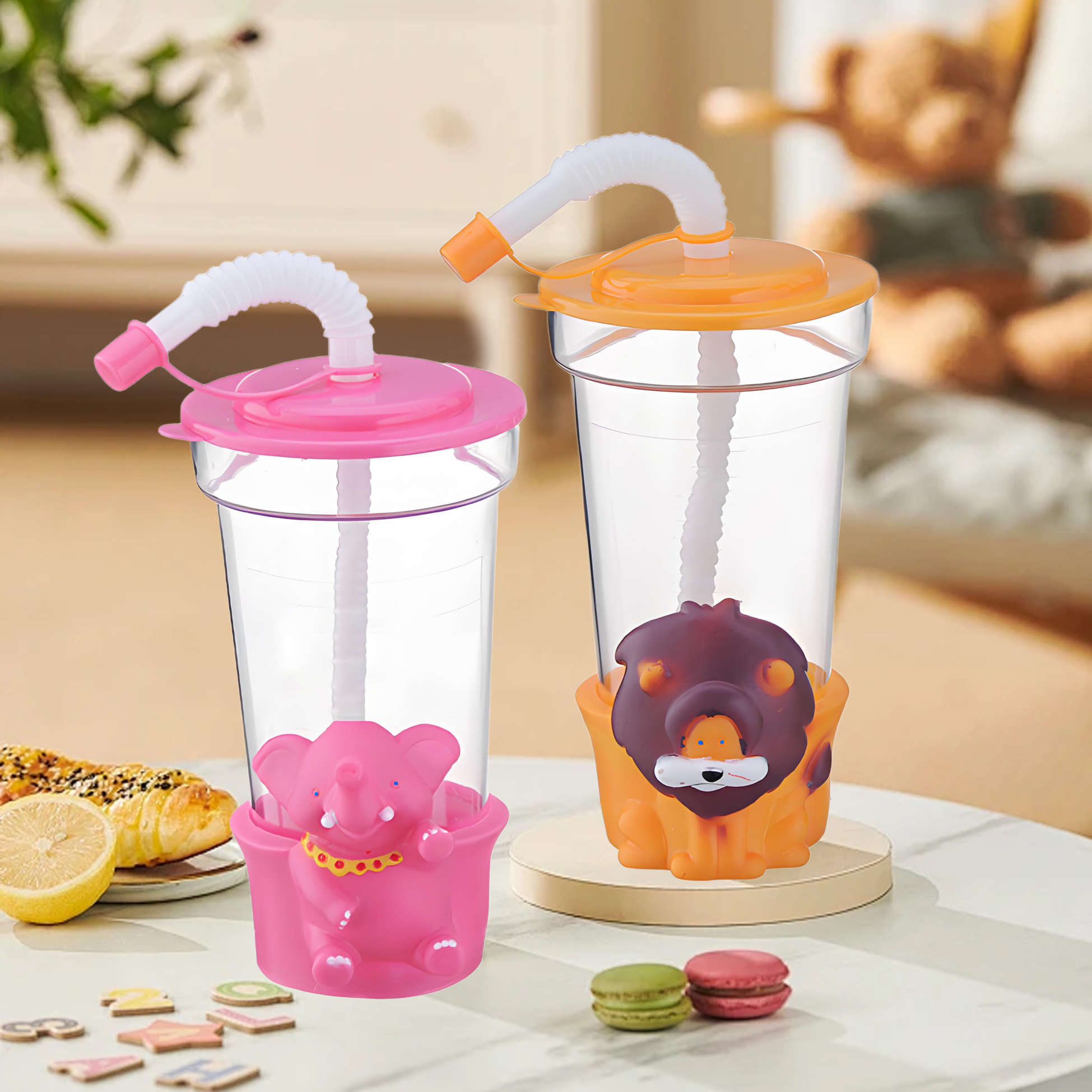 Plastic Animal Shaped Straw Cup