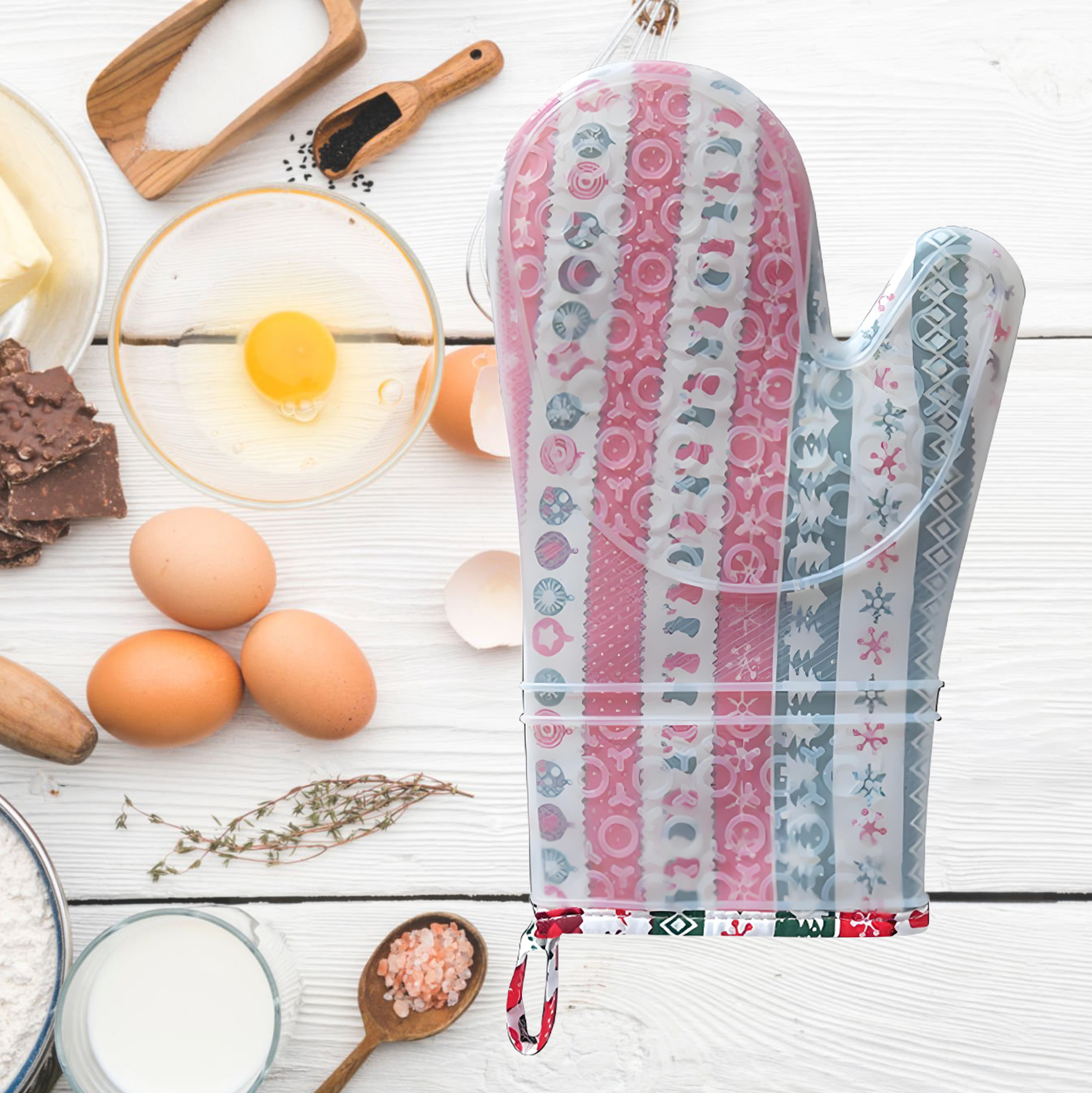 Festive Patterned Silicone Oven Mitt