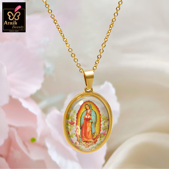 Gold Plated Our Lady of Guadalupe Pendant Necklace