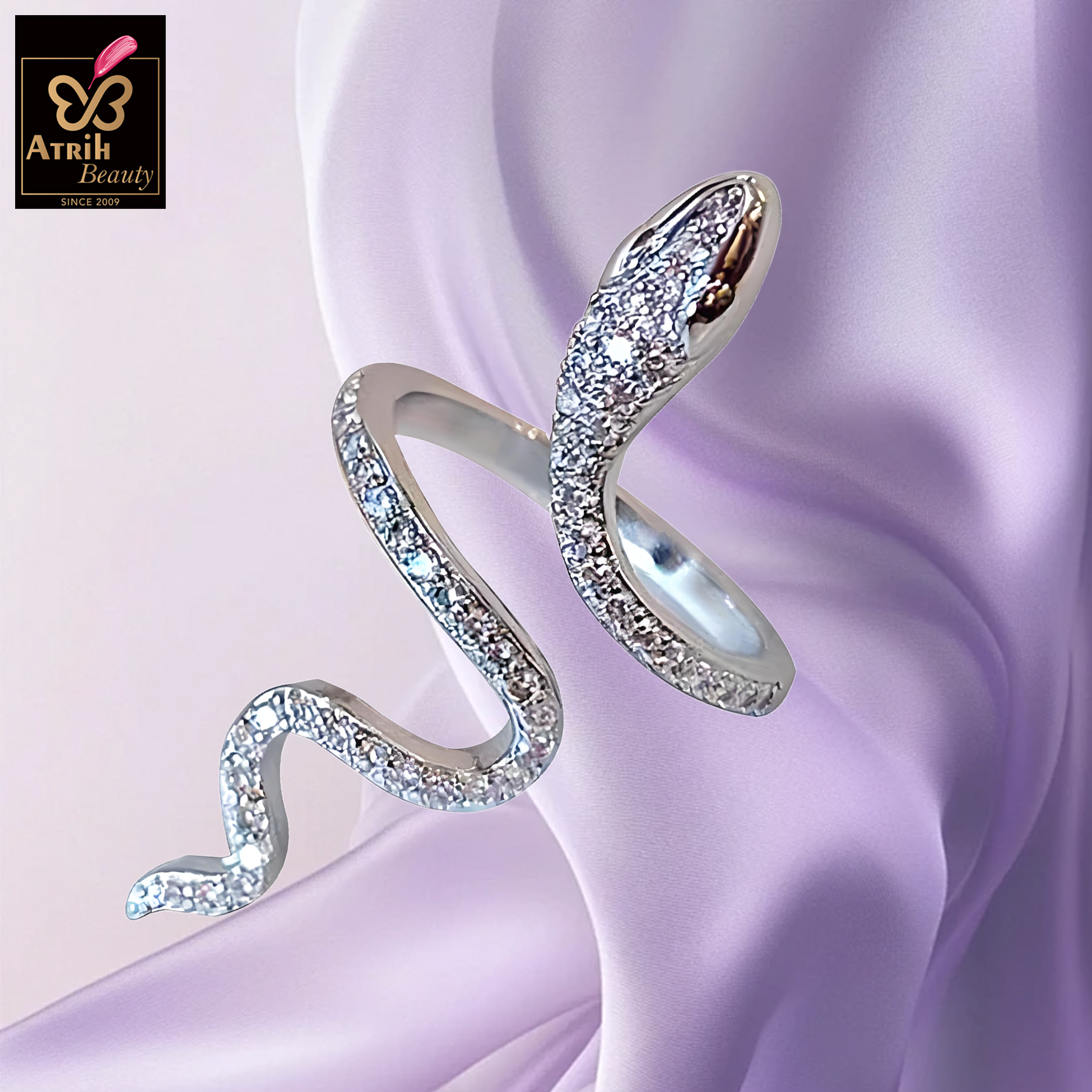 Sparkling Snake Shaped Open Ring