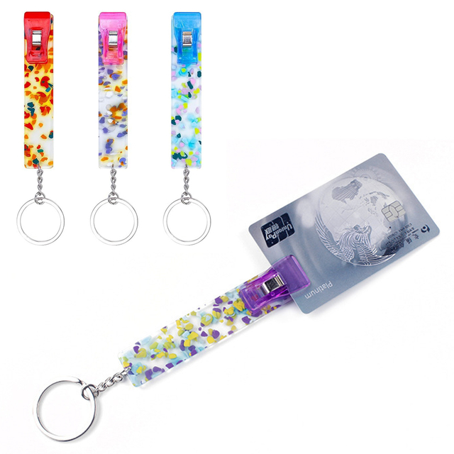 Colorful Resin Card Clip Keychain