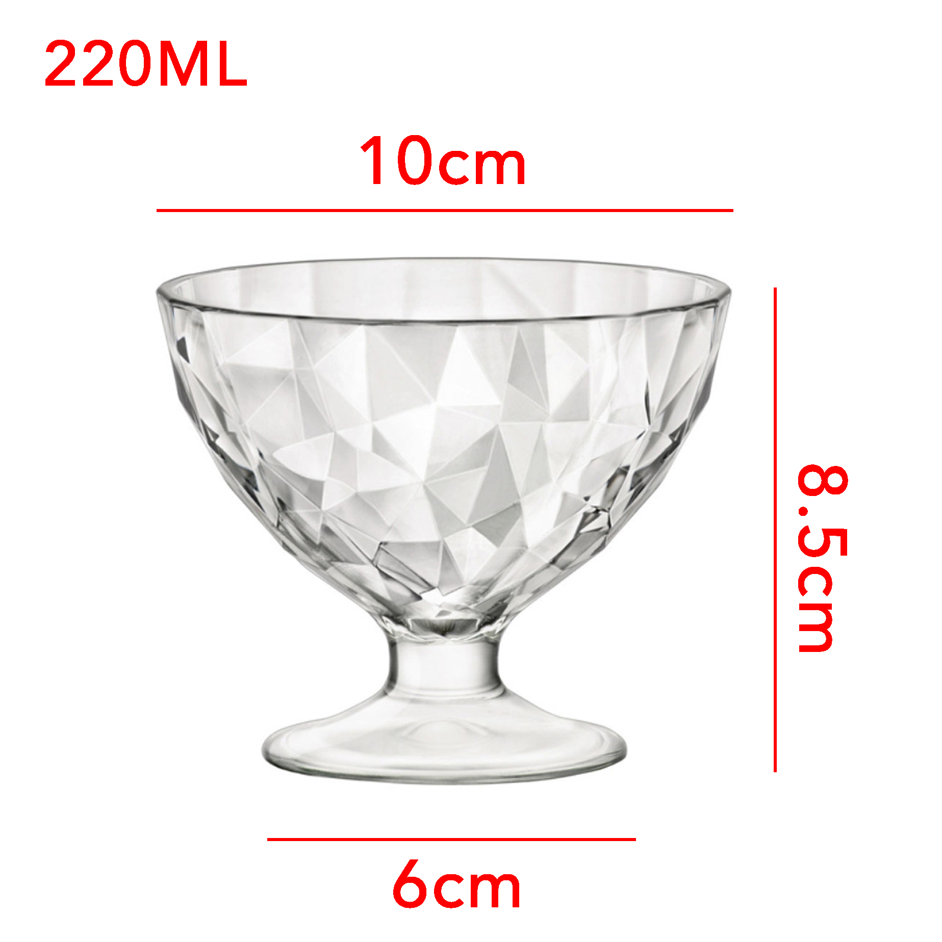 Set of 6 Glass Dessert Sundae Bowl