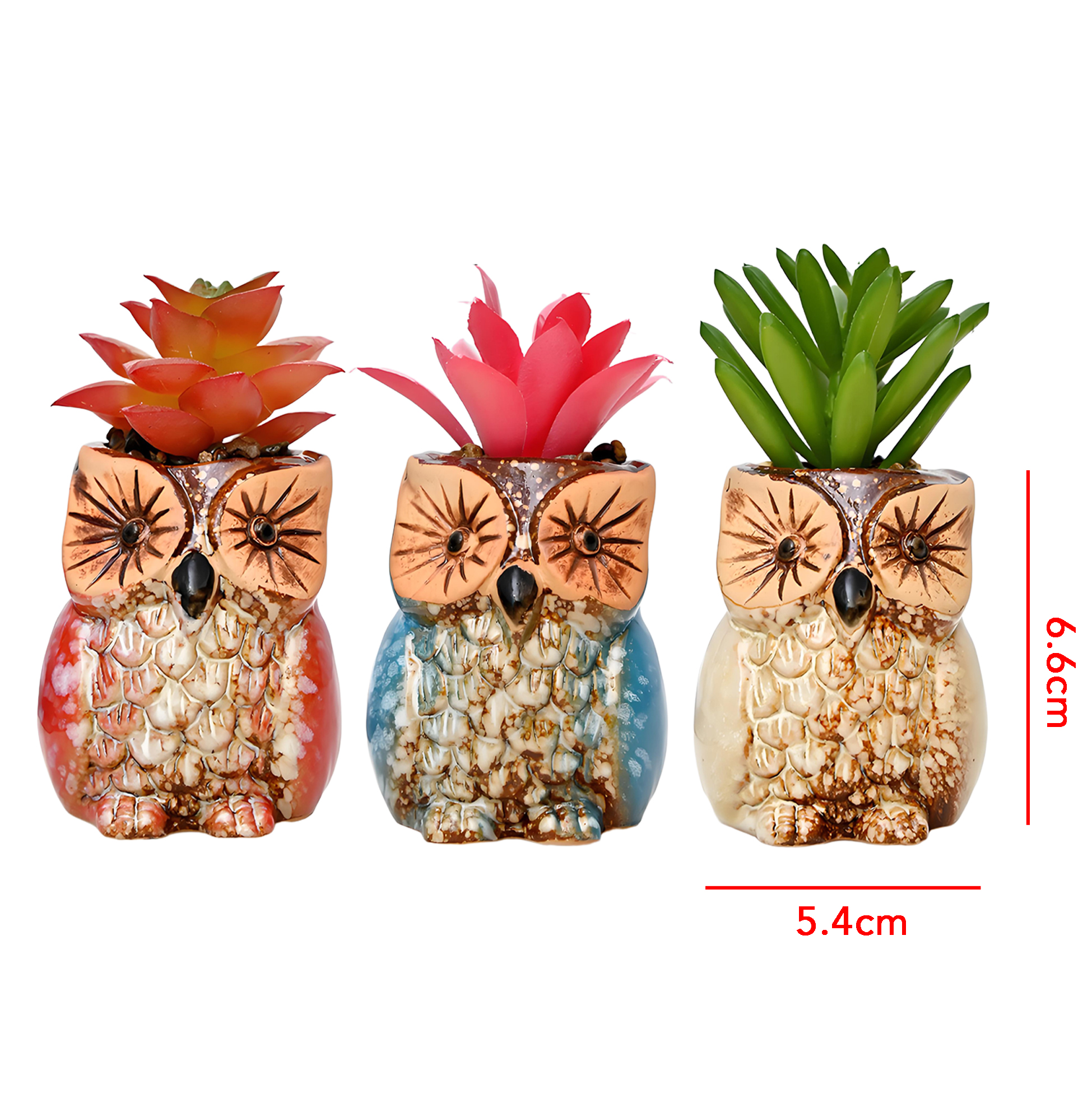 Set of 3 Owl Succulent Pot