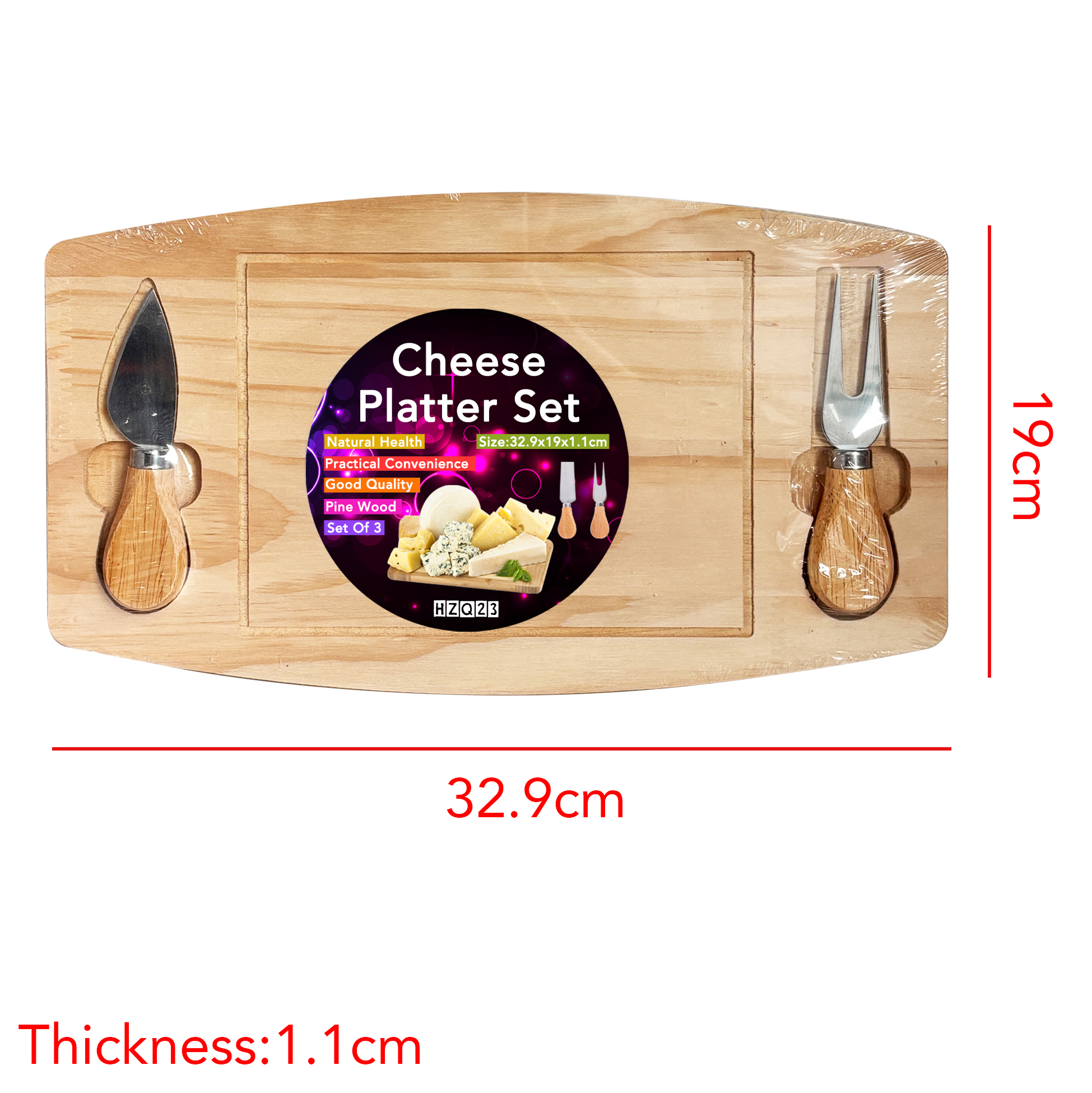 Dual Tool Wooden Cheese Serving Board