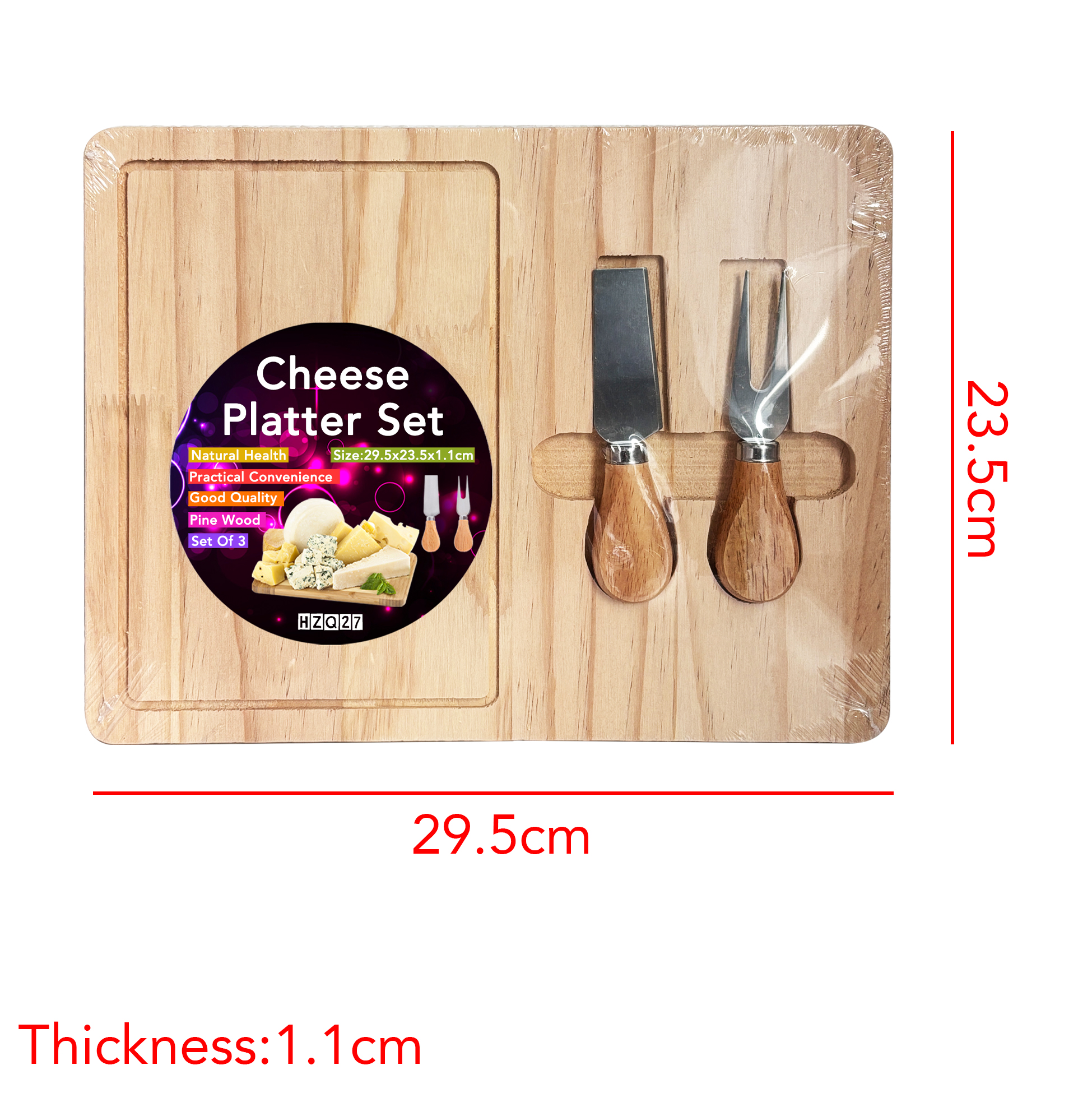 Wooden Cheese Board and Knife Set
