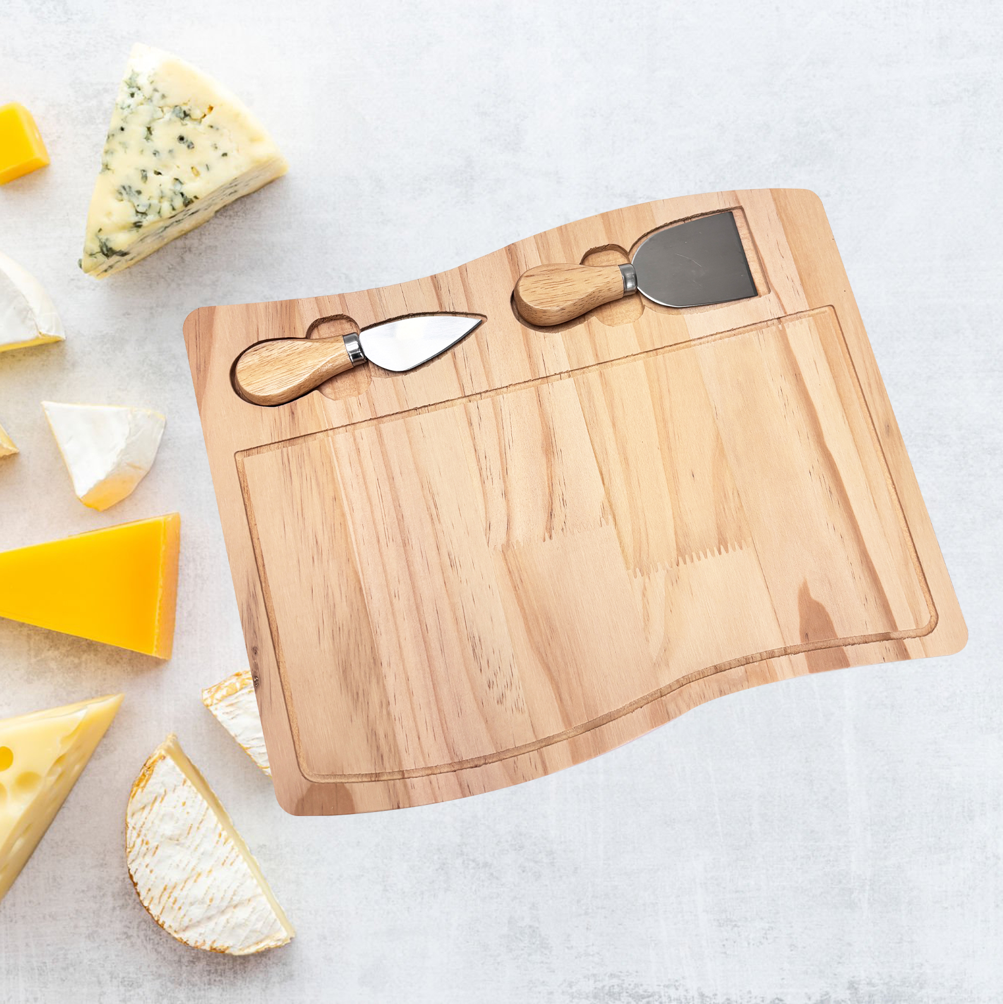 Dual Tools Wooden Cheese Serving Board