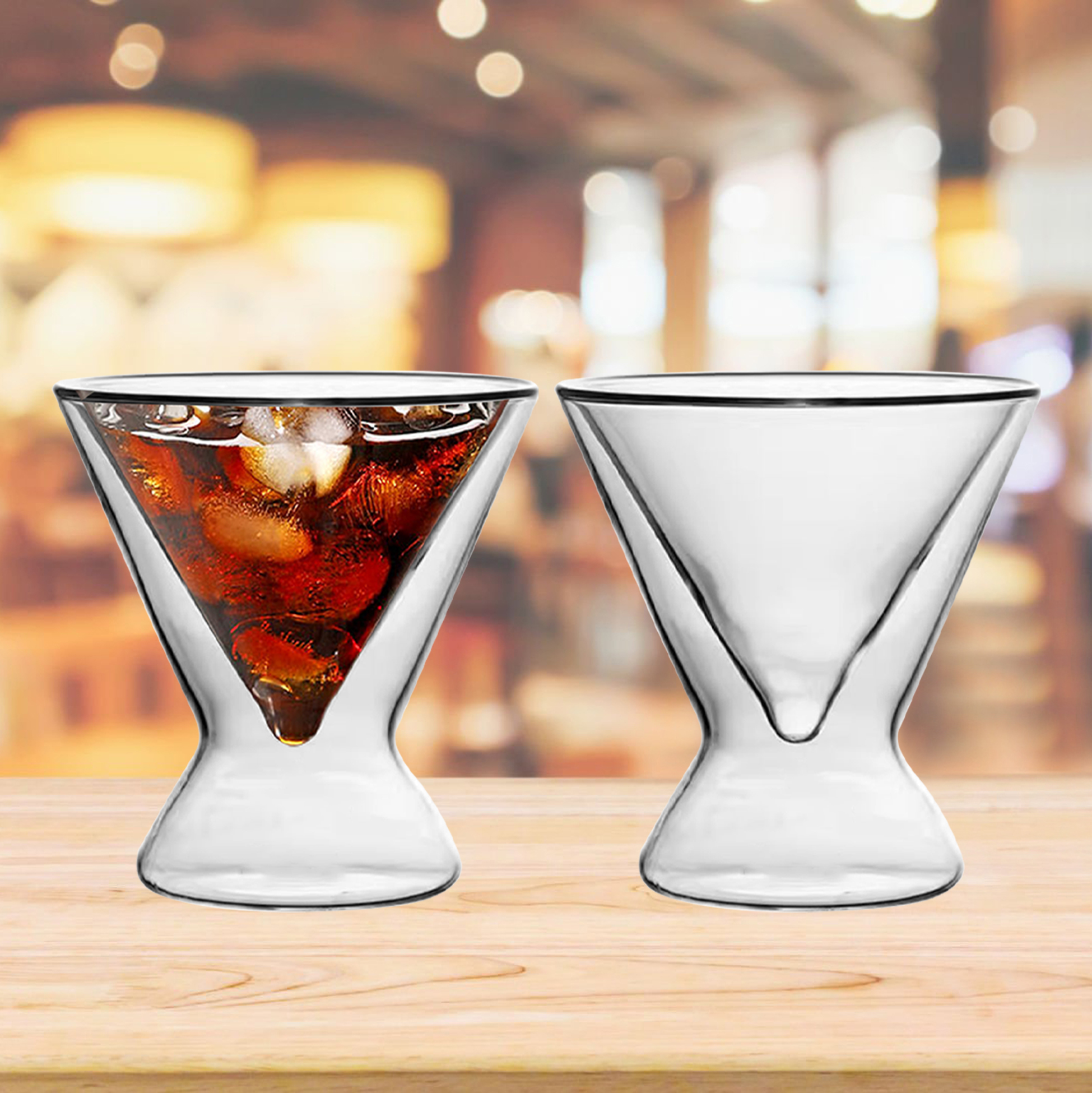 180ml Double Walled Inverted Pyramid Shaped Glass