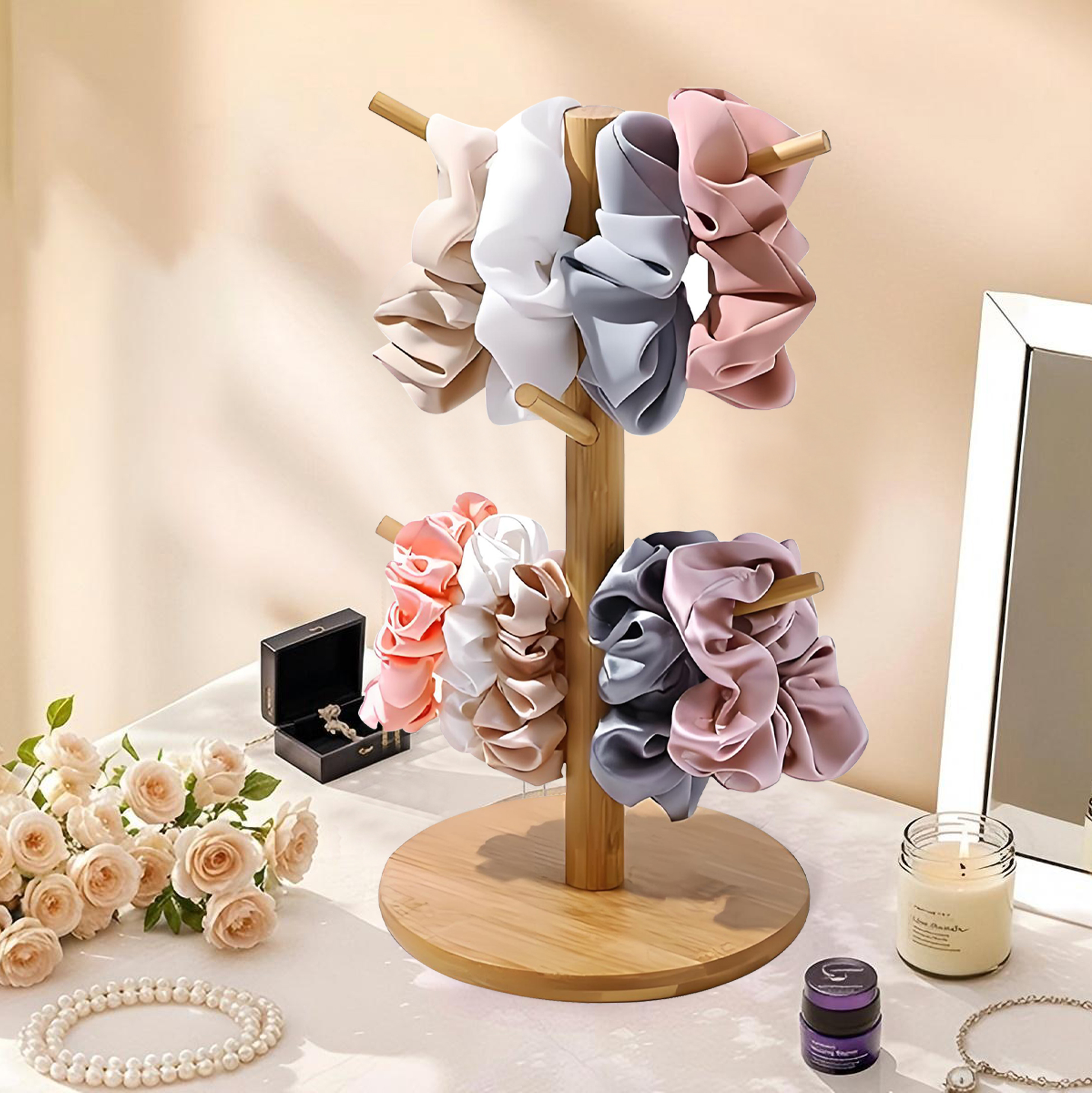 Bamboo Hair Accessory Organizer Tree Stand