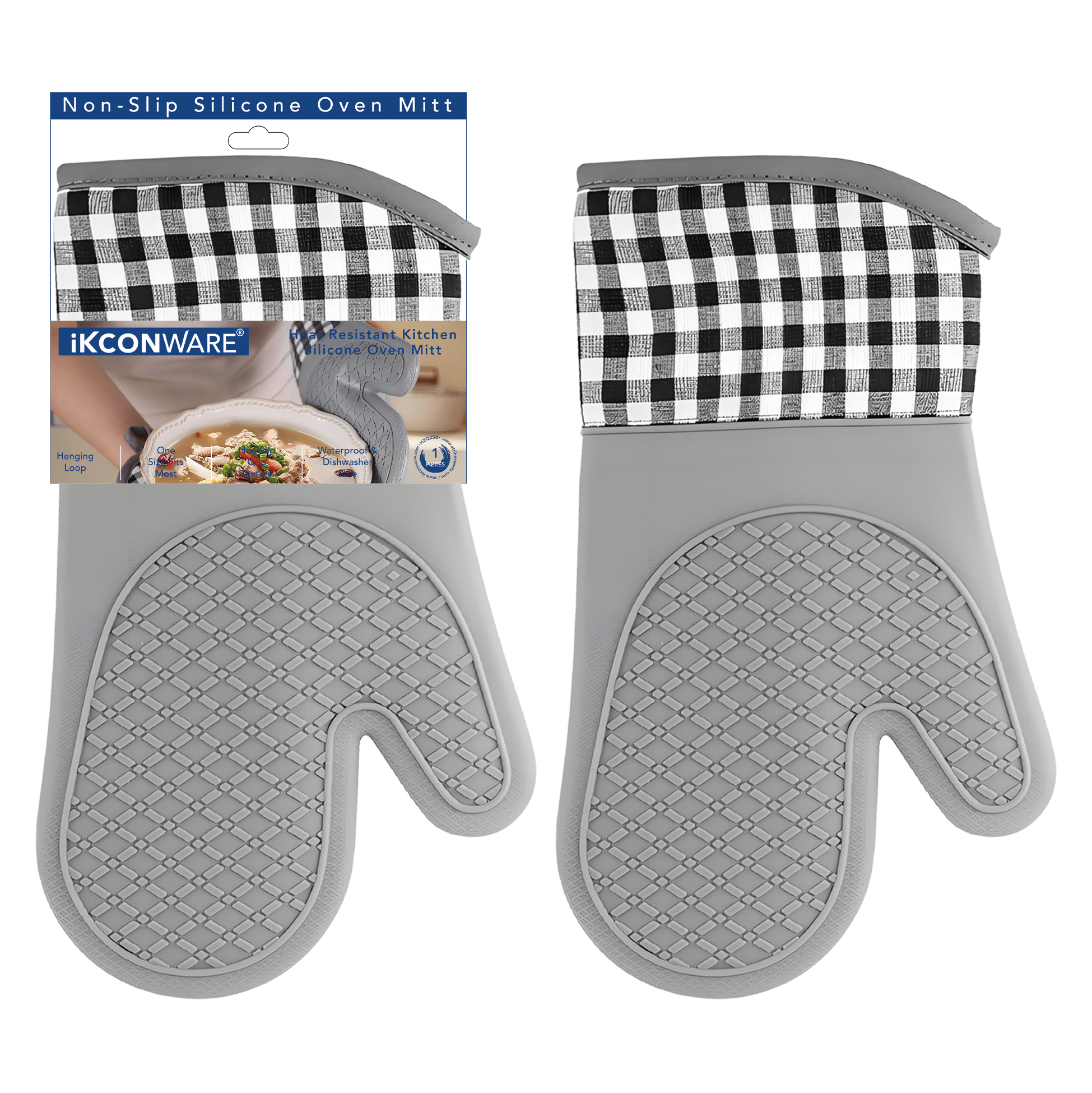 Stylish Grey Silicone Oven Mitt