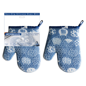 Blue Cartoon Patterned Silicone Oven Mitt