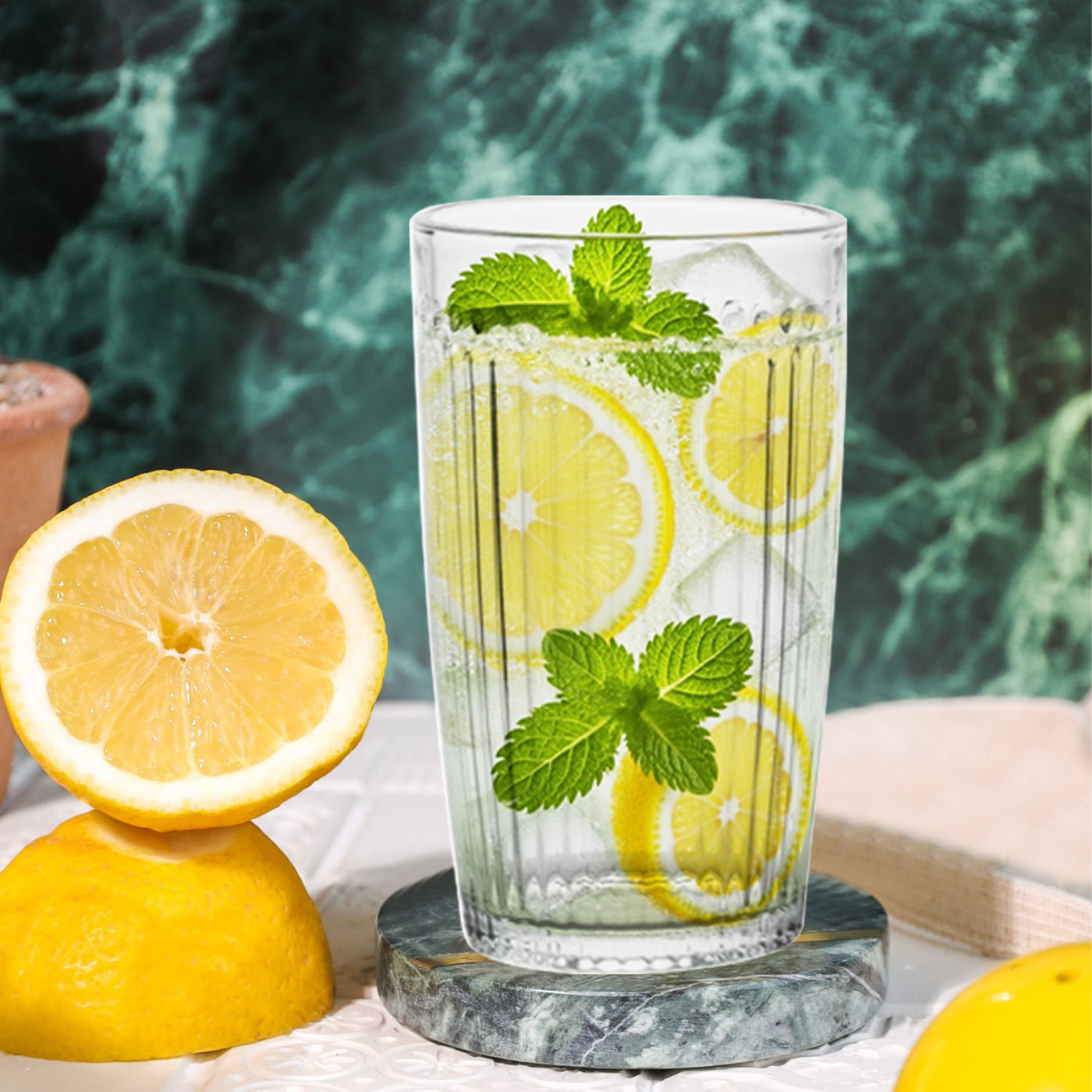 6-Piece Ribbed Glass Tumbler Set