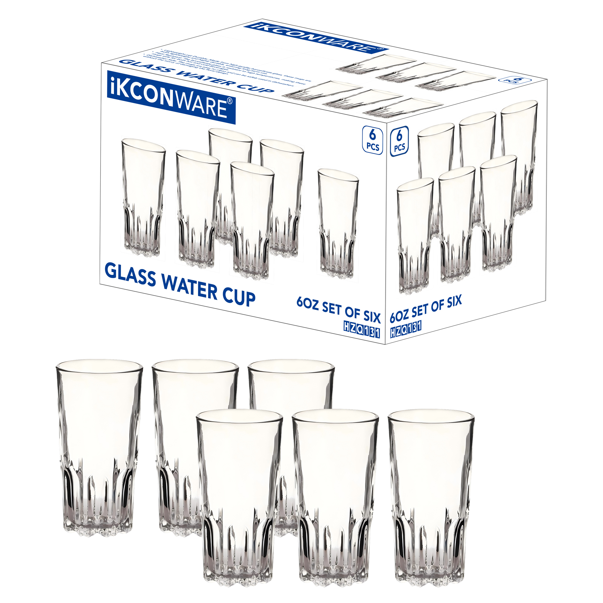 Set of 6 Crystal-like Drinking Glasses