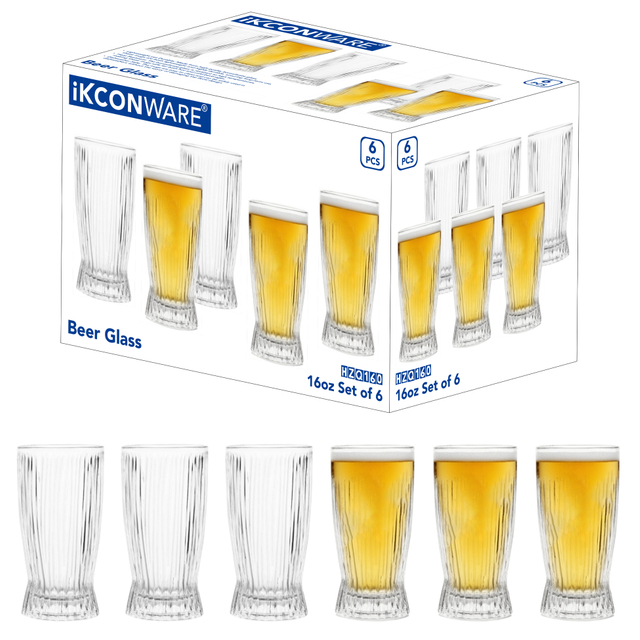 6-Piece Ribbed Beer Glass Set