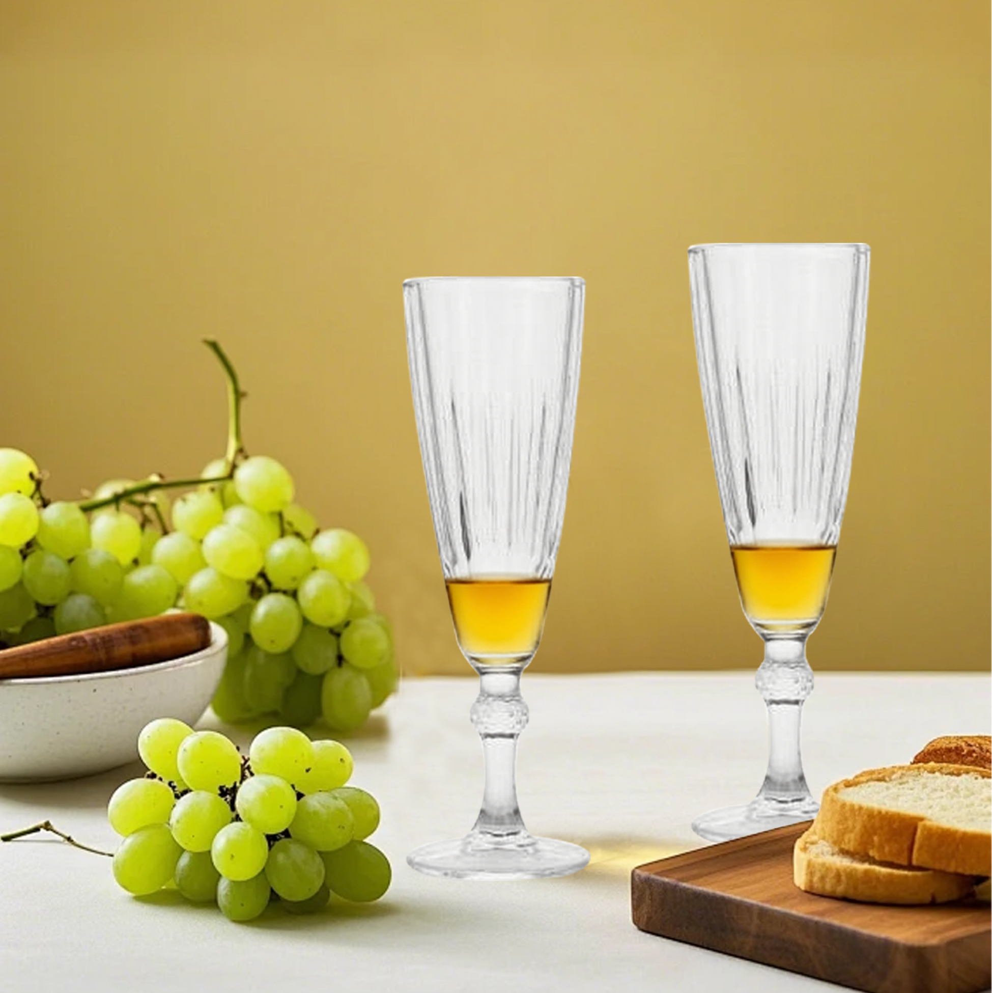 6-Piece Ribbed Champagne Flute Set