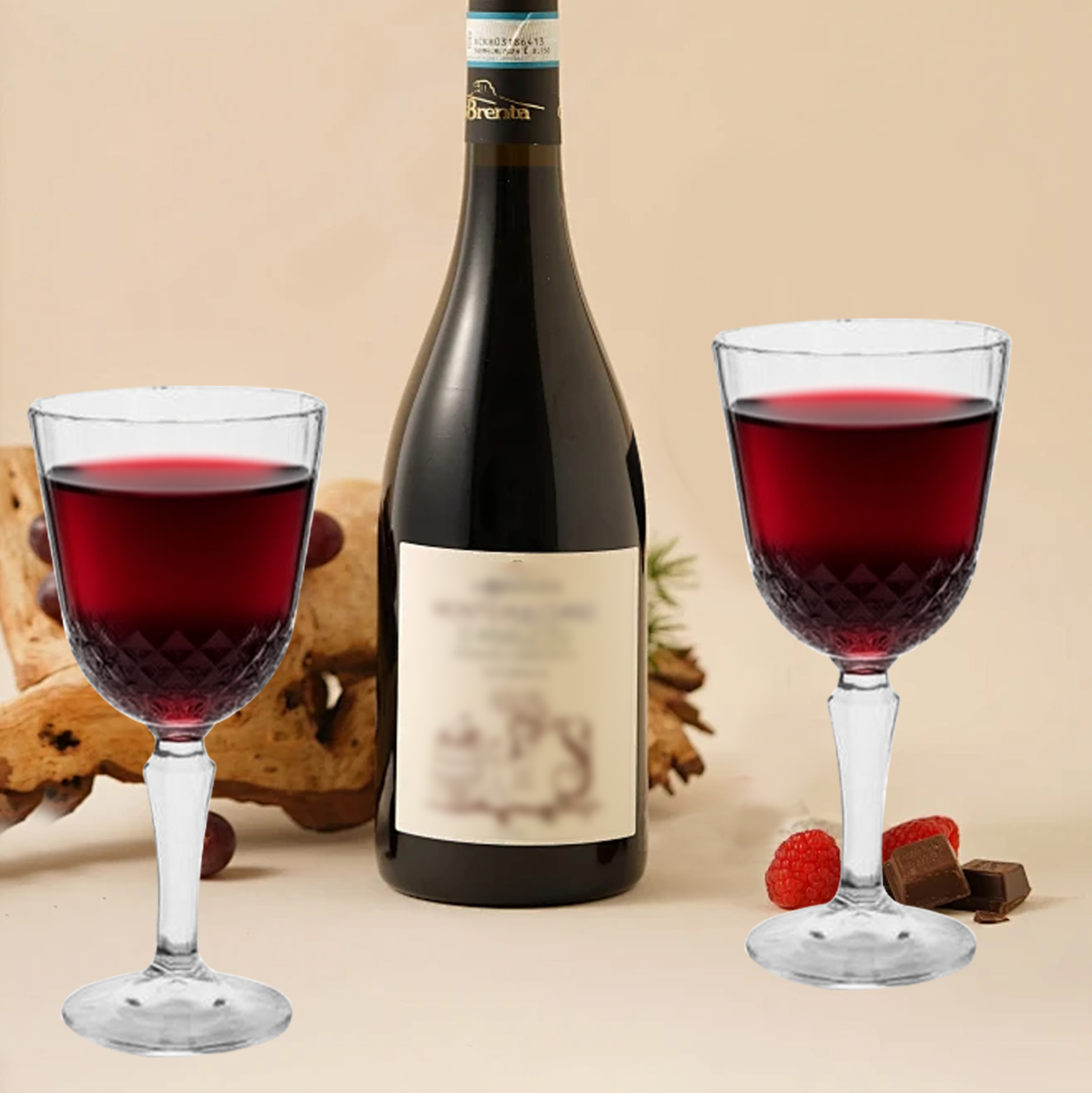 6-Piece Diamond-Cut Wine Glass Set