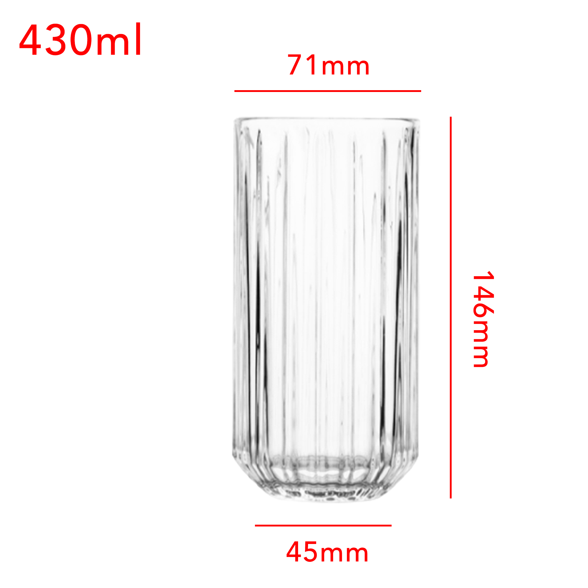 6-Piece Ribbed Highball Glass Set