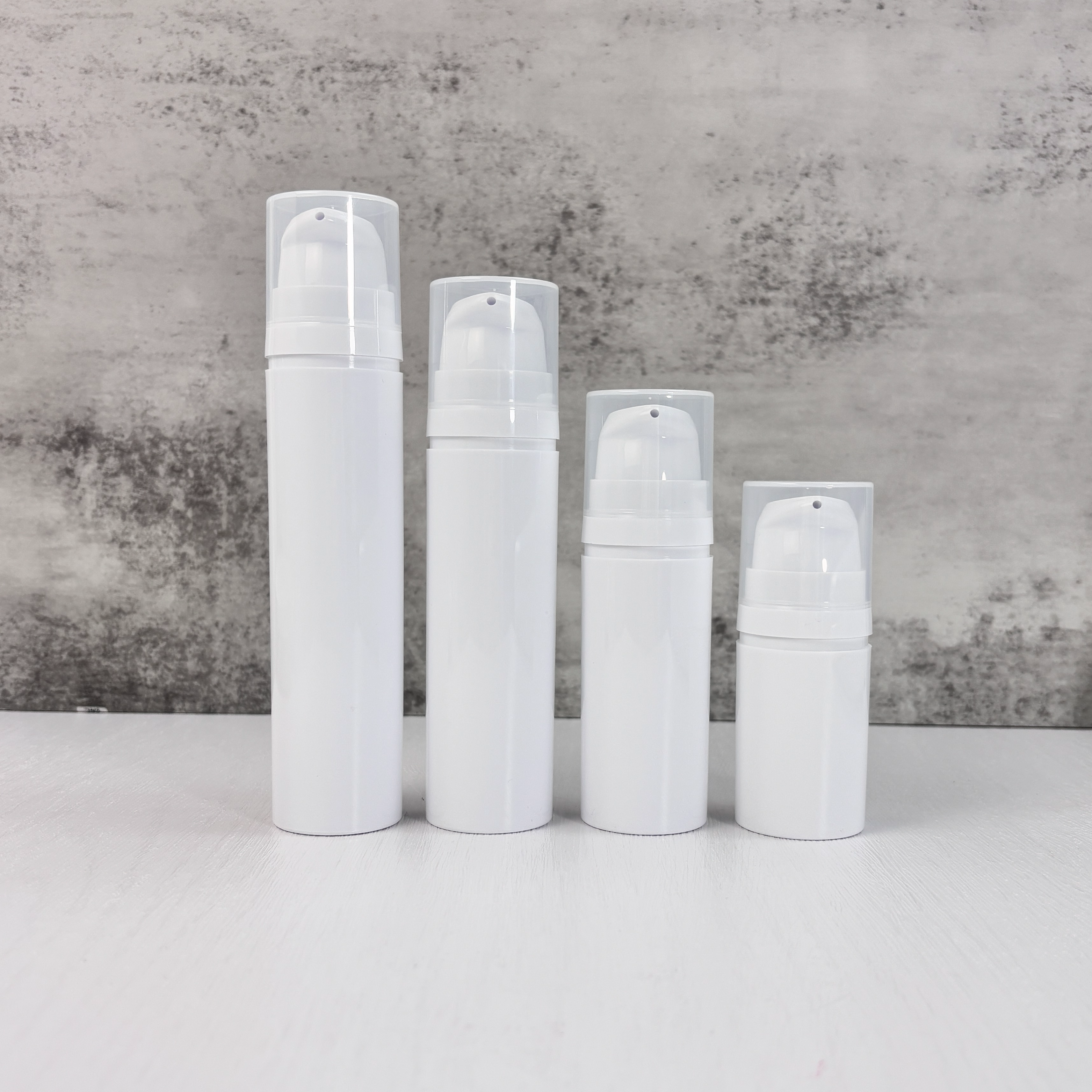 White Airless Lotion Dispensing Bottles