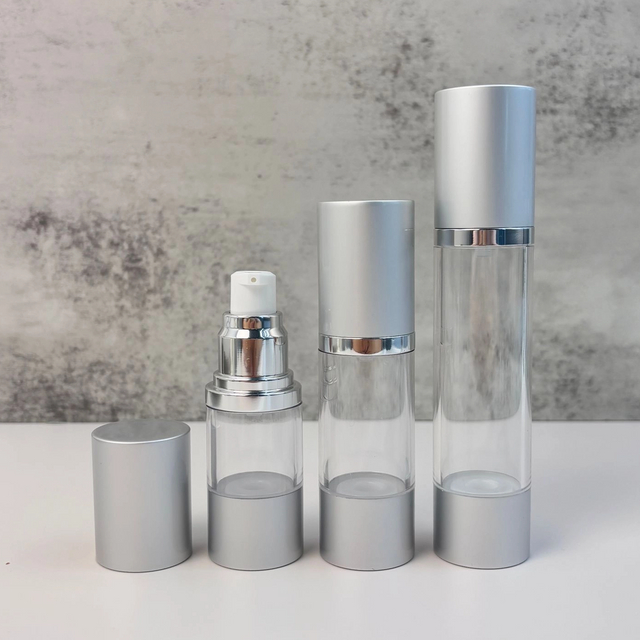 Aluminum-Colored Transparent Airless Lotion Bottles