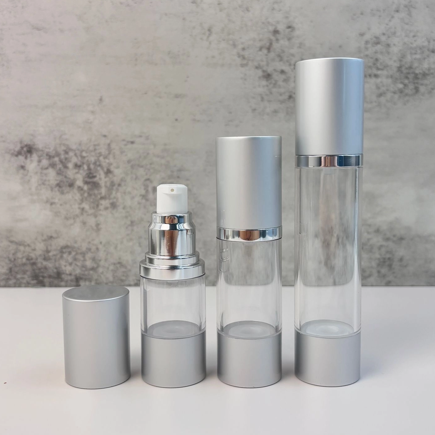 Aluminum-Colored Transparent Airless Lotion Bottles