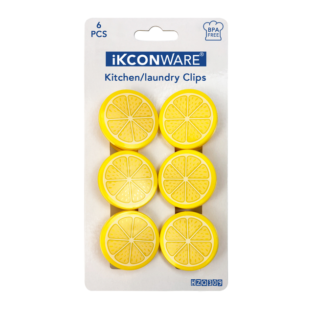 Lemon-Slice Plastic Clip Set of 6