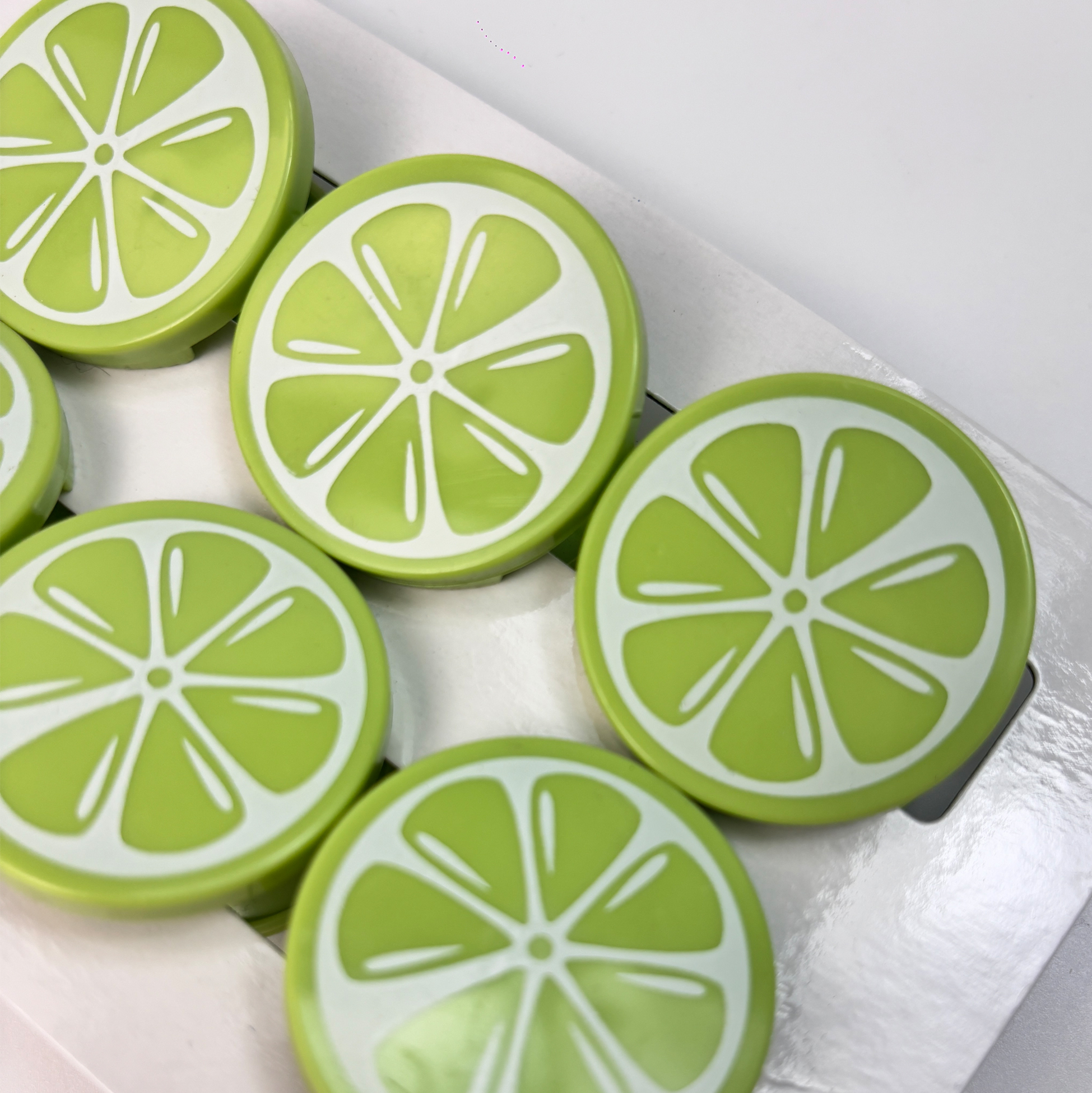 Lime-Pattern Plastic Clip Set of 6