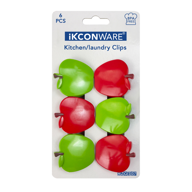 Apple-Shaped Plastic Clip Set of 6