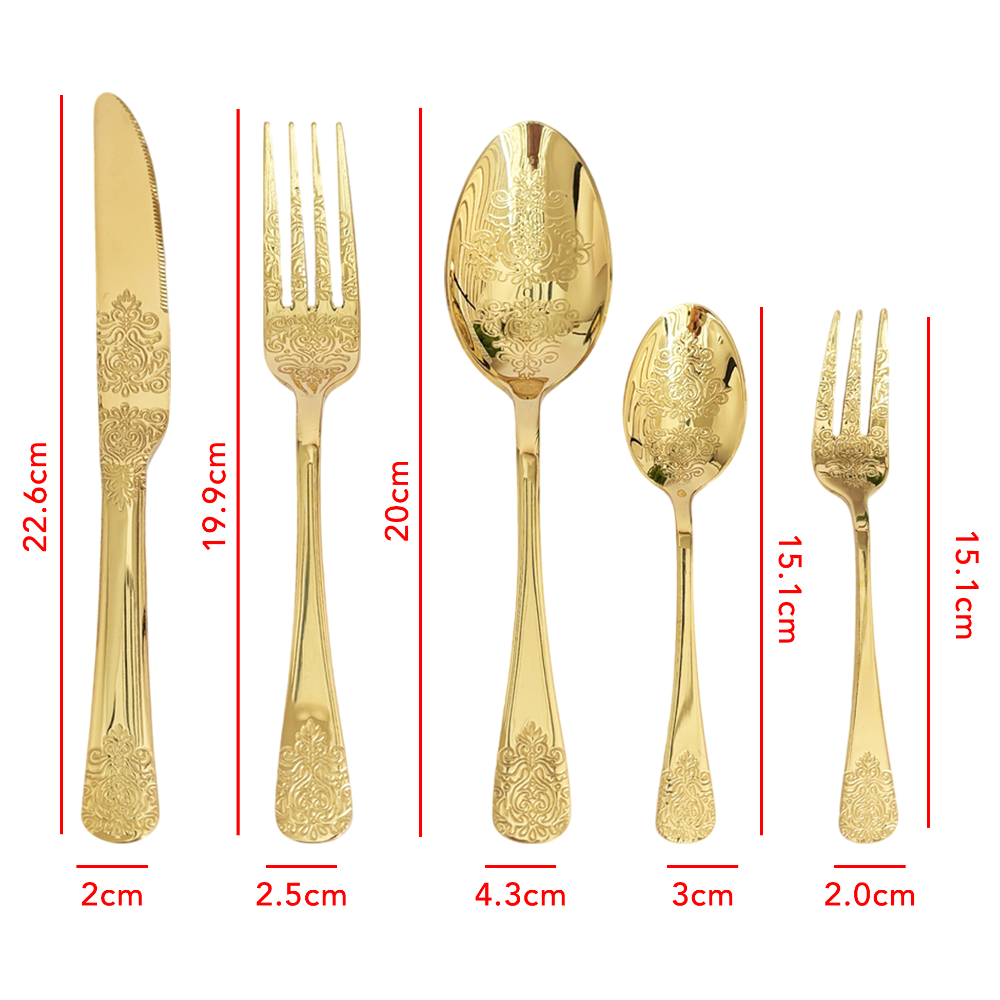 20-Piece Gold-Plated Ornate Cutlery Set