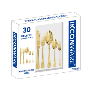 30-Piece Gold-Plated Ornate Cutlery Set
